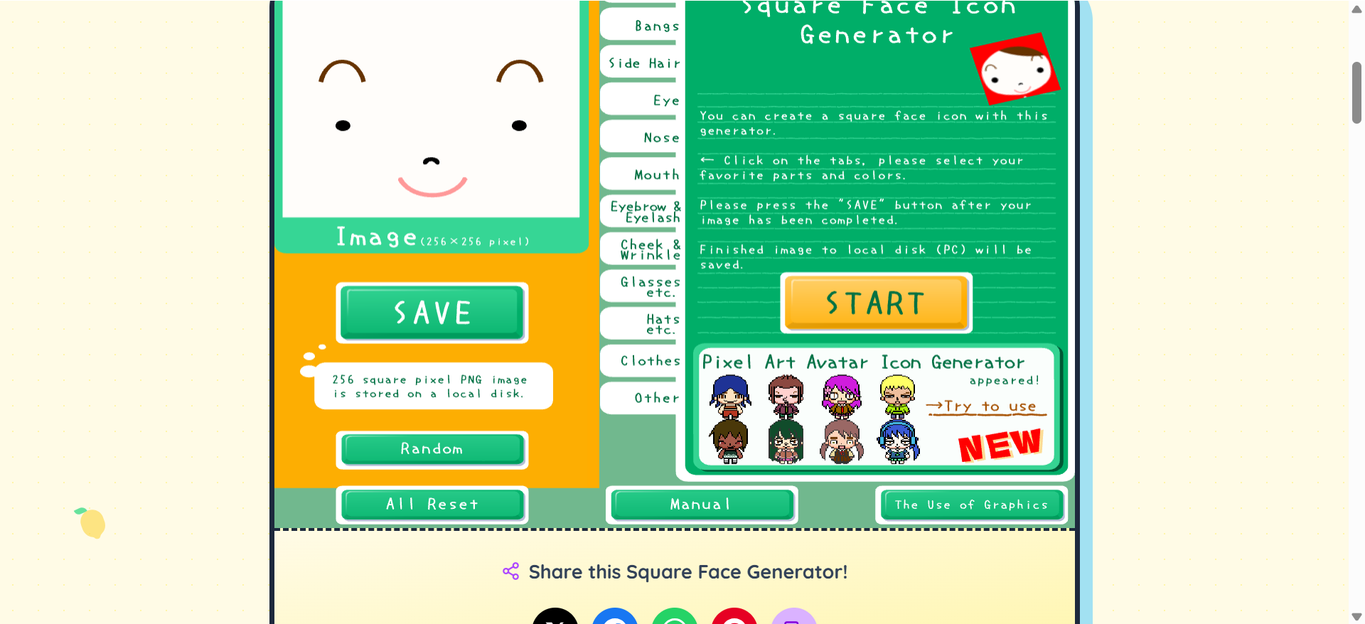 Square Face Generator - Create adorable pixel avatars in seconds. No login required. media 1