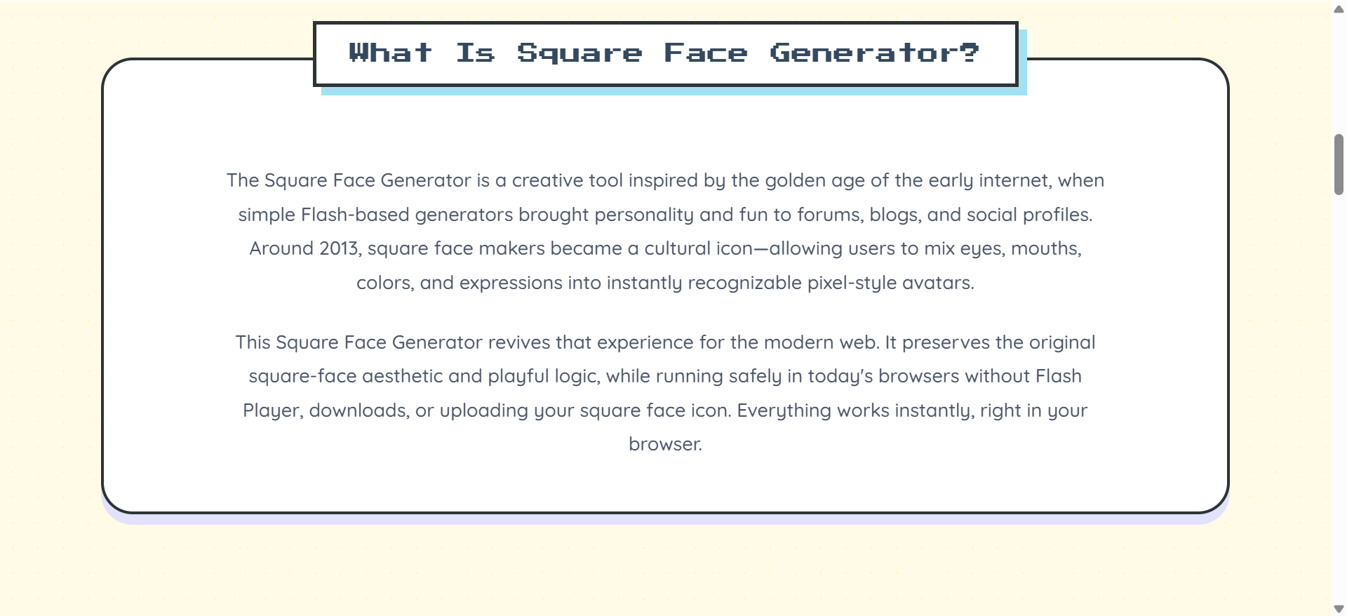 Square Face Generator - Create adorable pixel avatars in seconds. No login required. media 2