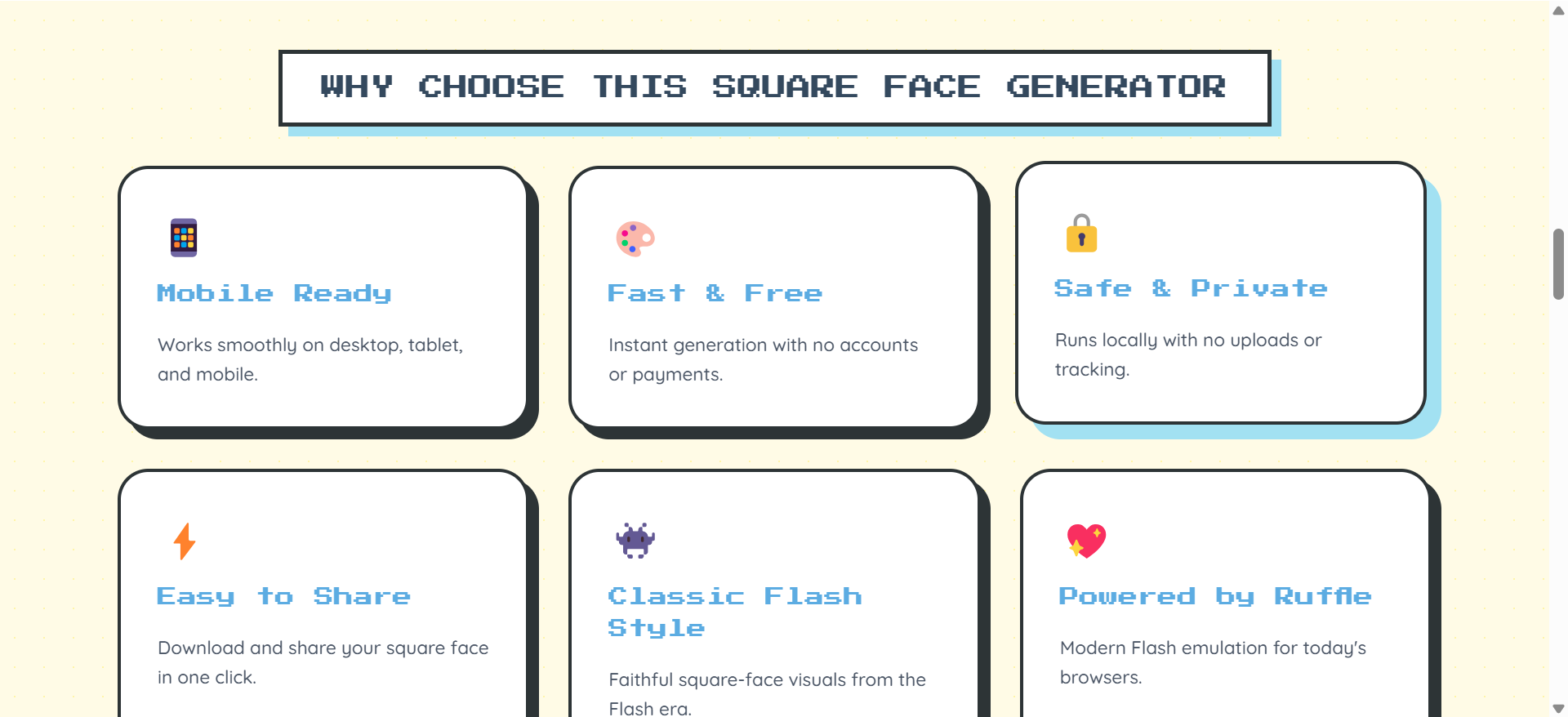 Square Face Generator - Create adorable pixel avatars in seconds. No login required. media 3