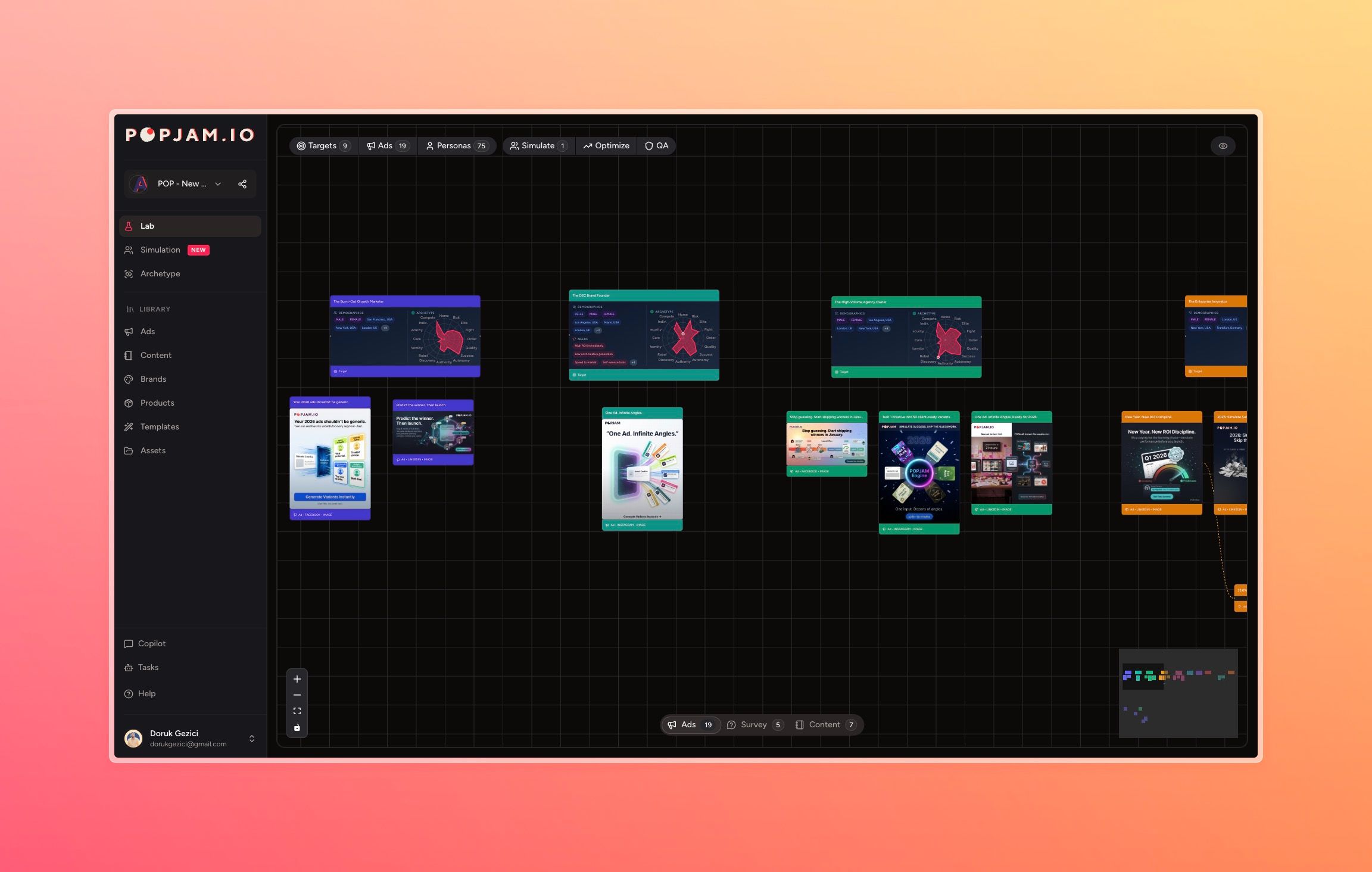 POPJAM - adtech, ad creative generator, AI, agents, marketing agents, simulation, synthetic personas, pre-testing media 1