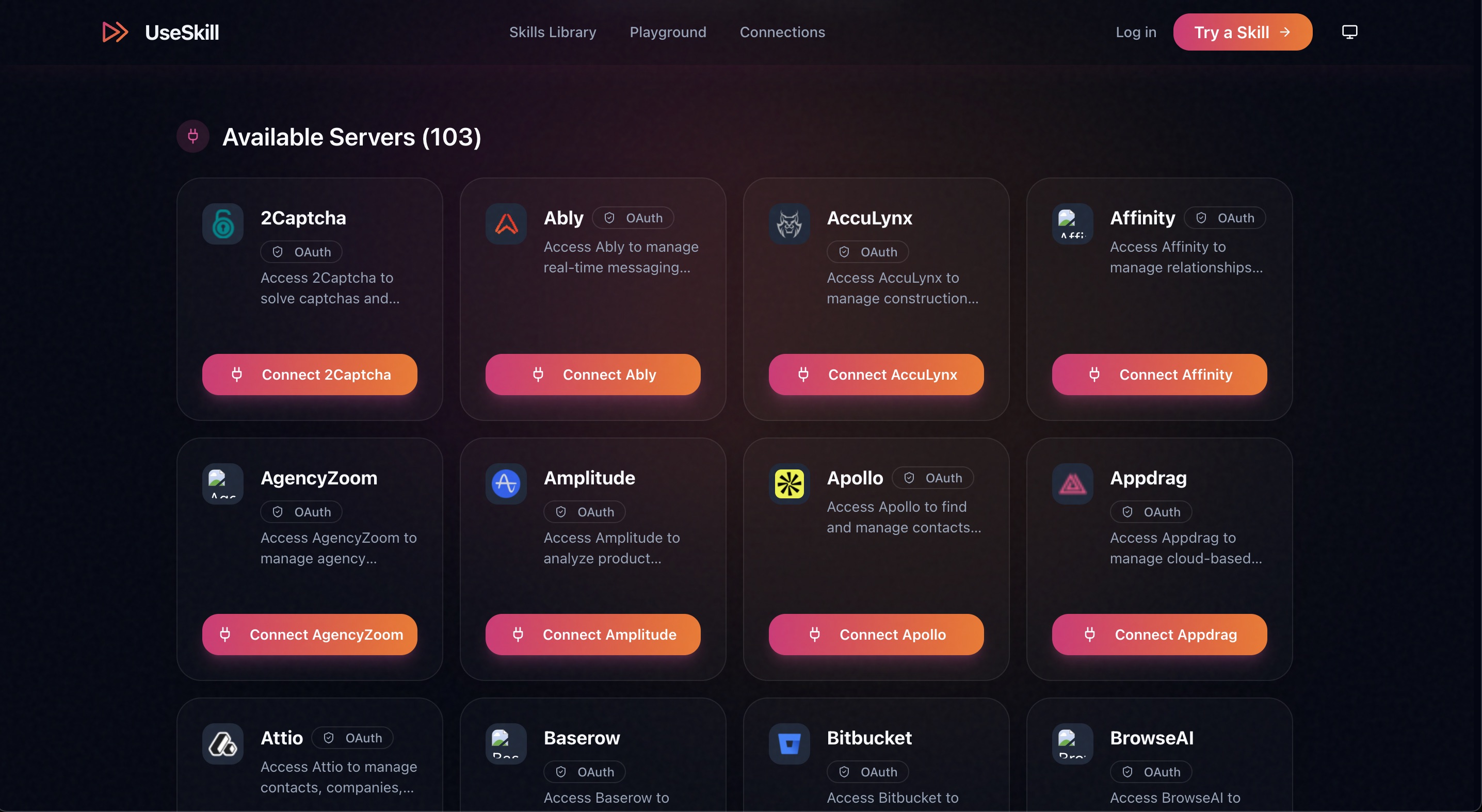 UseSkill - 100+ Integrations. Pre-Built AI Workflows. Pick a Skill, Click Run, Results in 30 Seconds. media 1