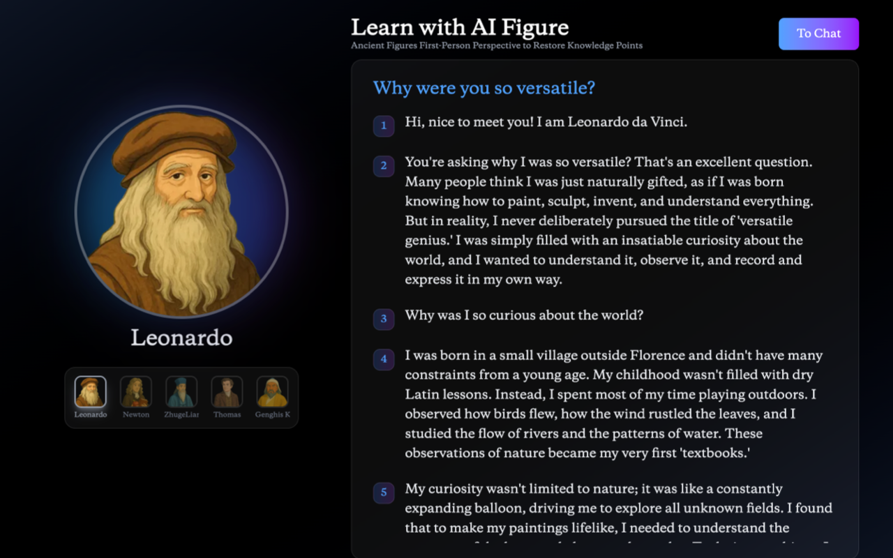 HistoryEcho AI - Education, AI, ChatBot,AI study tools,AI Character media 2