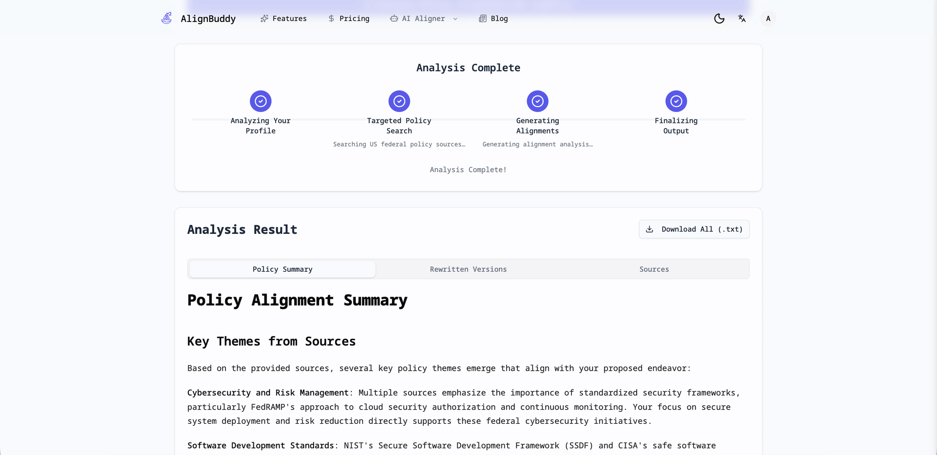 AlignBuddy - AlignBuddy helps you align your Proposed Endeavor with recent federal priorities. media 2