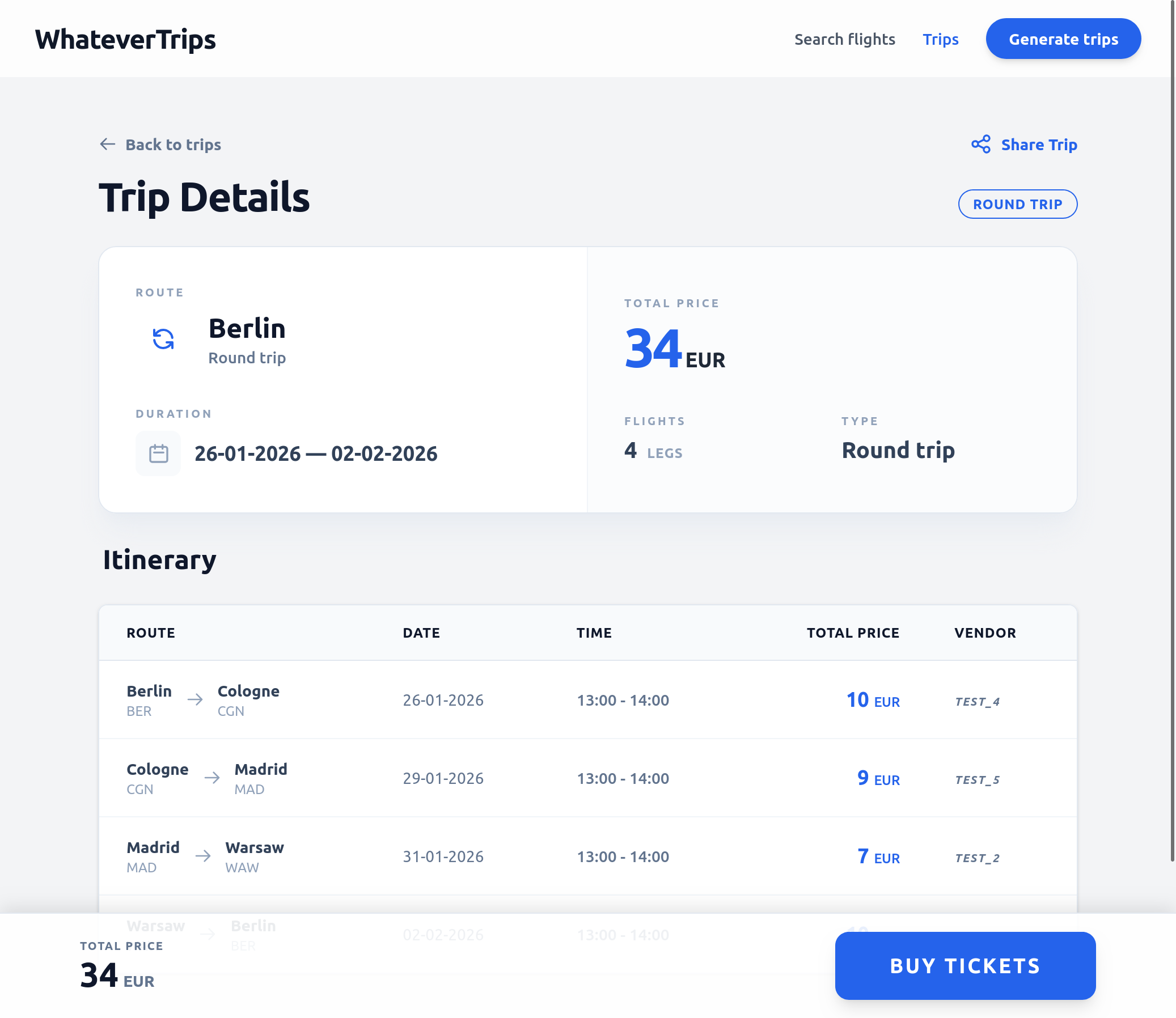 WhateverTrips - WhateverTrips is a flexible trip planner for multi-city travel, helping travelers compare routes, build itineraries, and plan smarter trips across multiple destinations. media 1