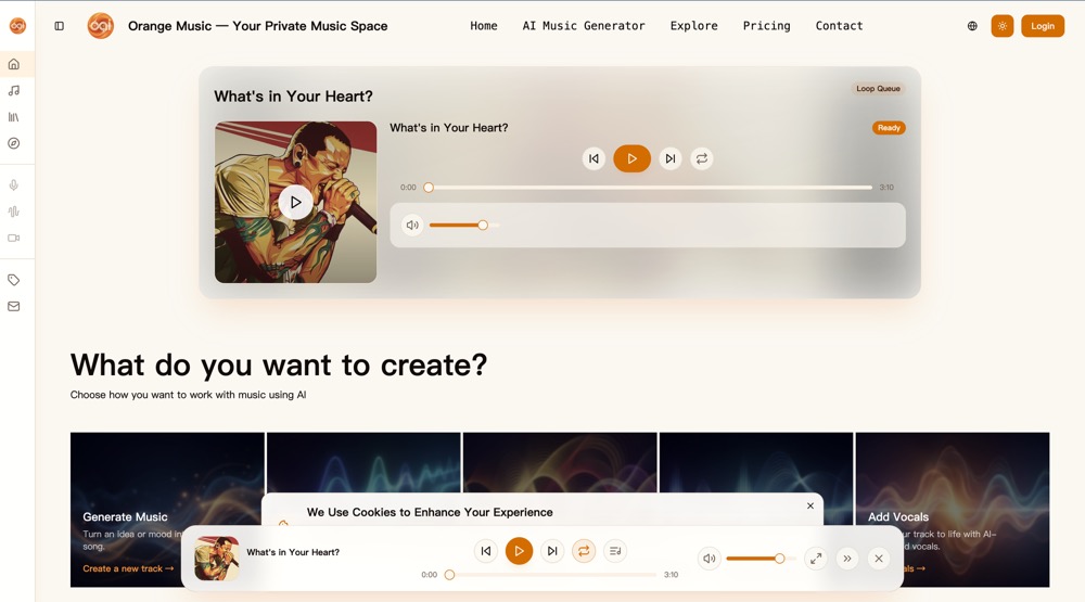 AI Music Generator - Turn text or lyrics into full songs and background tracks quickly. media 1