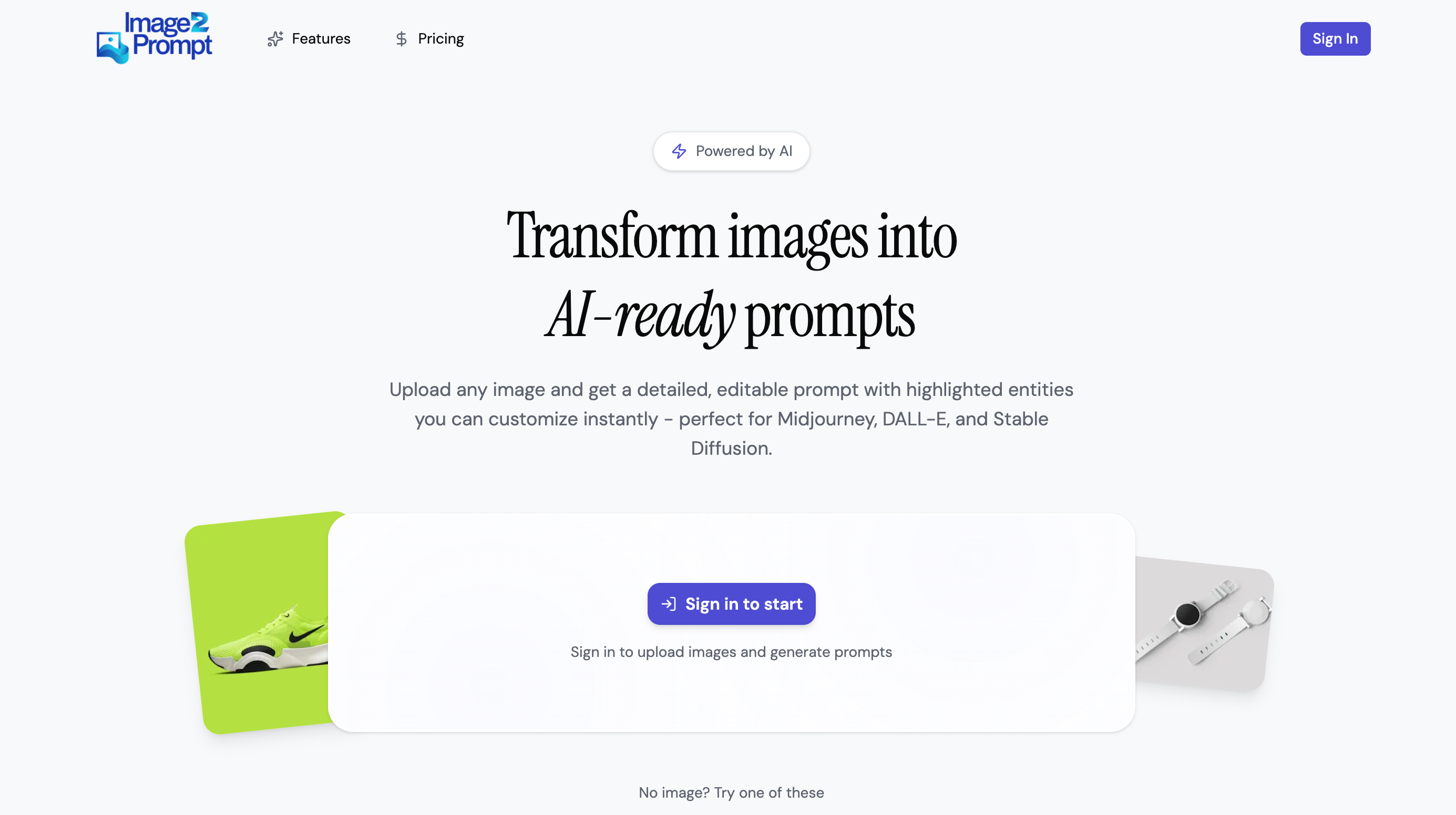 image2prompt - Upload any image and get a detailed, editable prompt with highlighted entities you can customize instantly - perfect for Midjourney, DALL-E, and Stable Diffusion. media 1