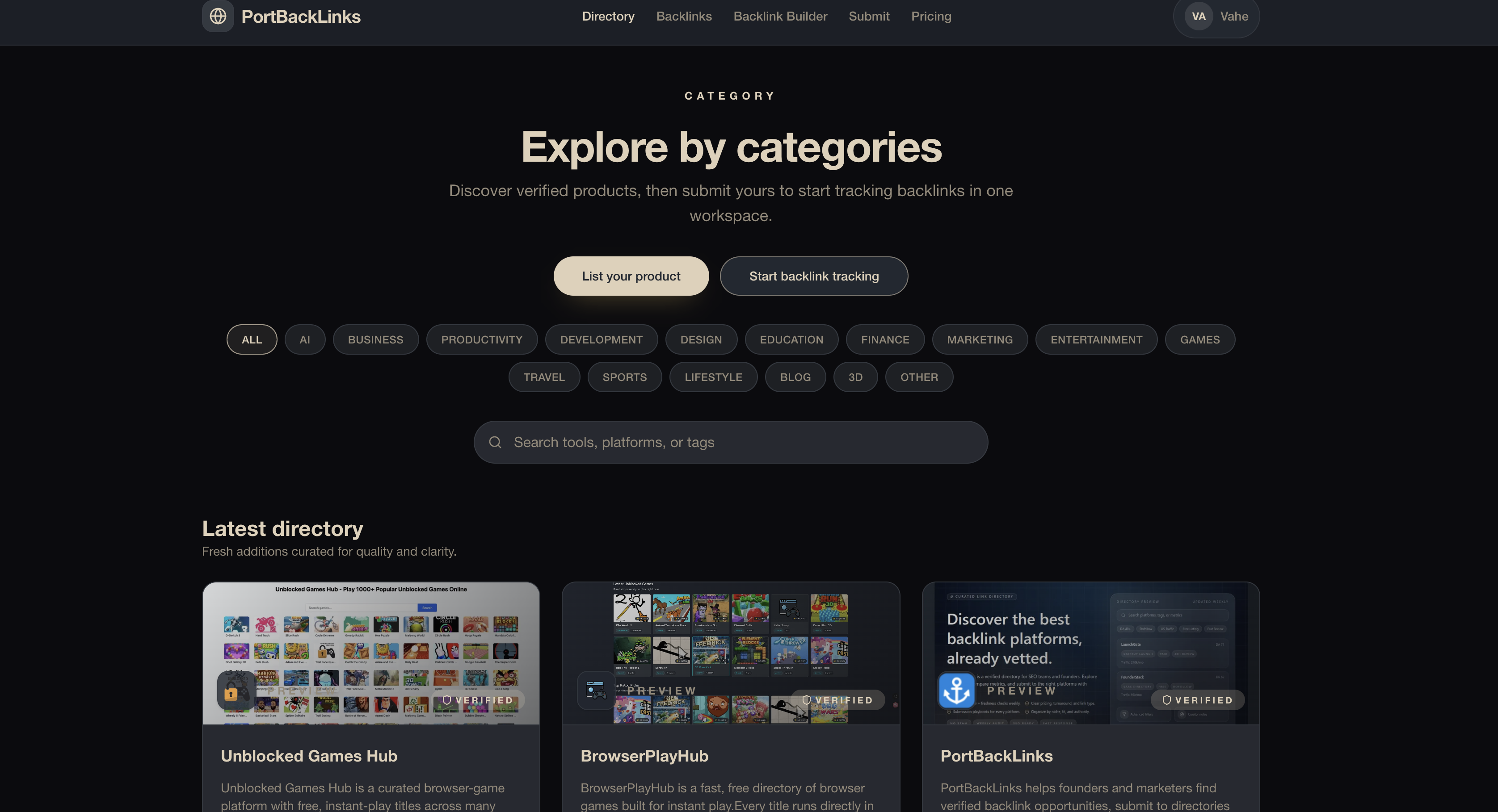 PortBackLinks - PortBackLinks helps founders and marketers find verified backlink opportunities, submit to directories with confidence, and manage submission status in one plce media 1
