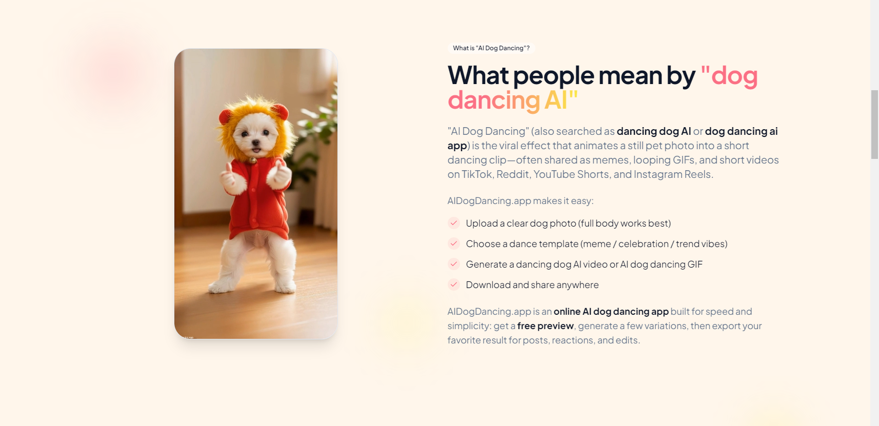 AI Dog Dancing - Turn a dog photo into a dancing video in minutes. media 3