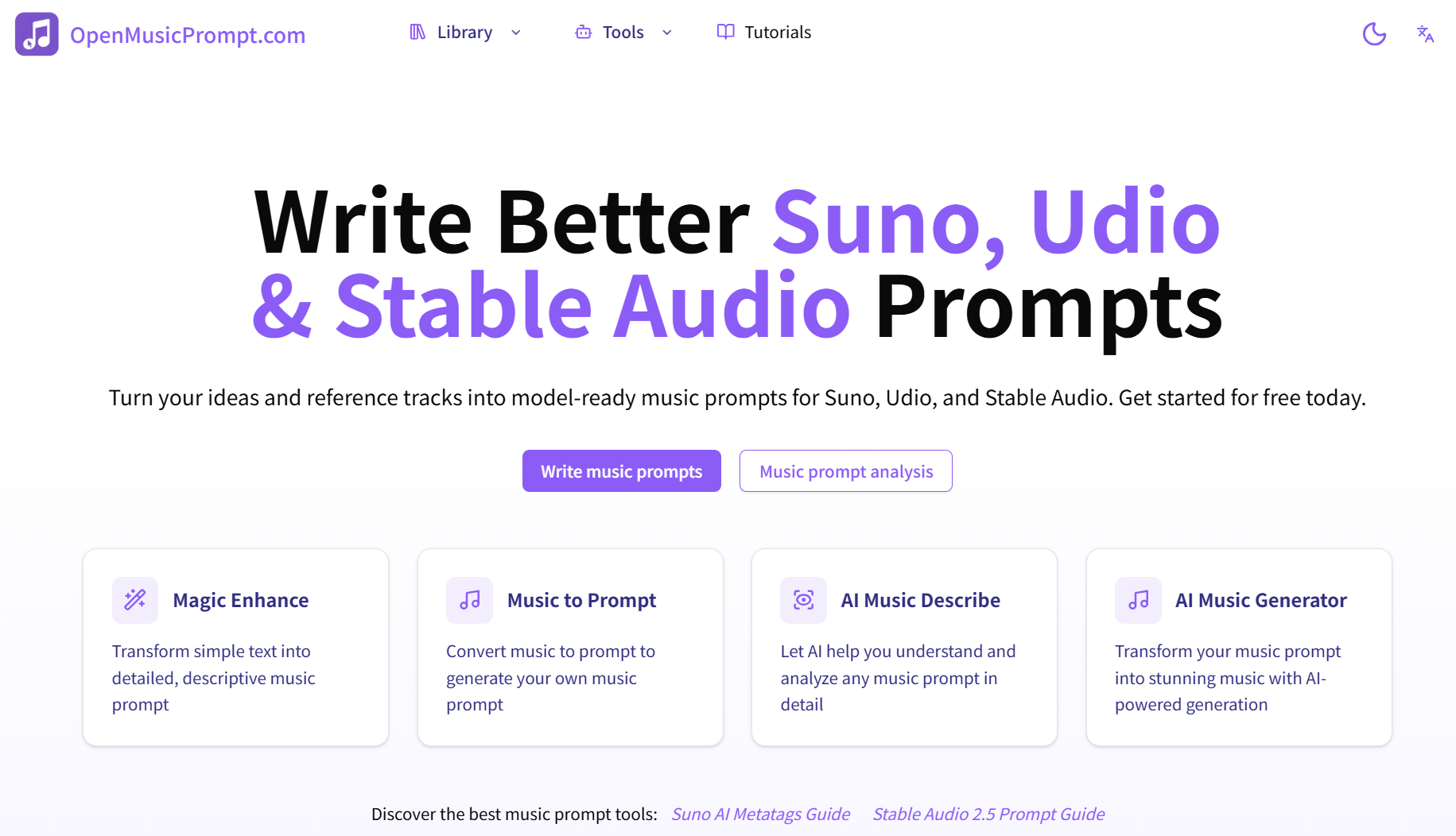 OpenMusicPrompt - Turn ideas or reference tracks into model-ready prompts for Suno, Udio & Stable Audio. media 1