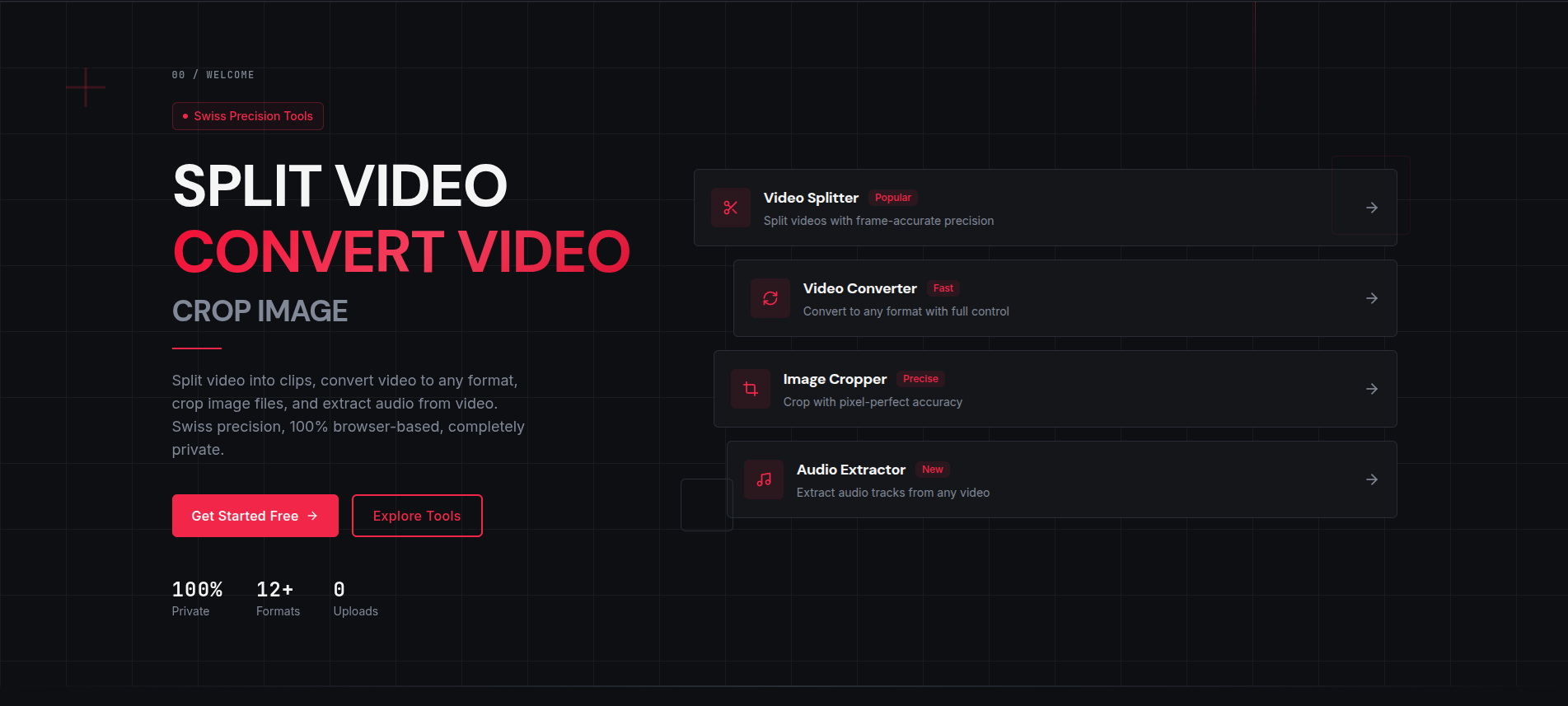 SwissDojo - Precision online tools for video editing, format conversion, and more. Free, private, and browser-based. media 1