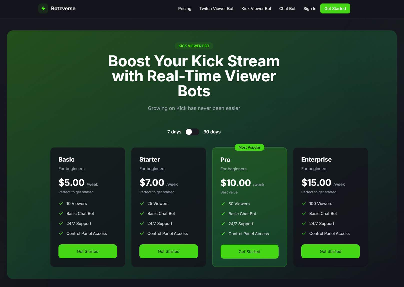 Mídia 1 de Serviços Kick e Twitch - Serviços de bot mais rápidos e confiáveis