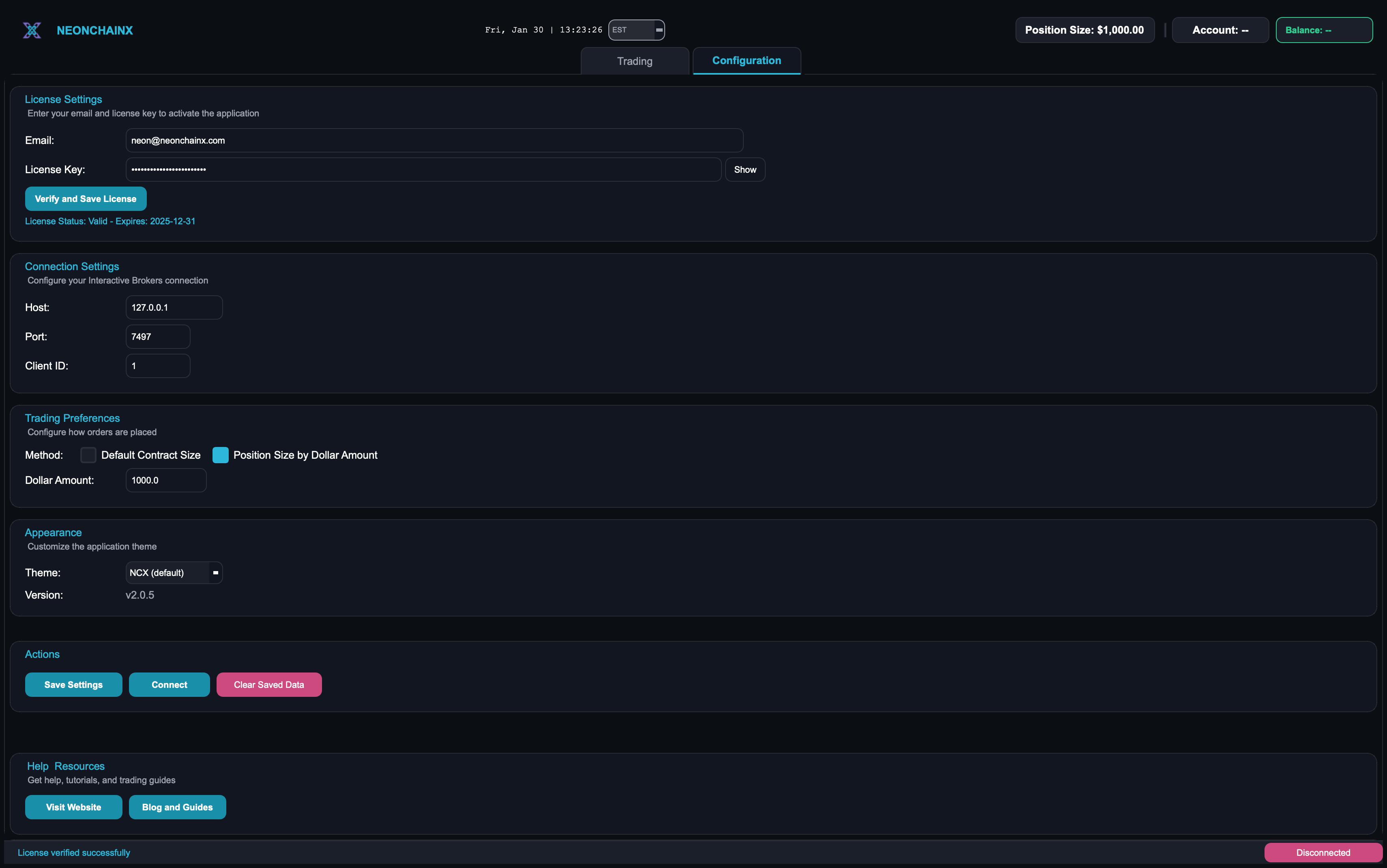 Mídia 1 de NeonChainX - negociação de opções, Interactive Brokers, IBKR, plataforma de negociação, cadeia de opções, gerenciamento de risco, takeprofit, stop loss, negociação em tempo real, execução rápida, TWS, IB 