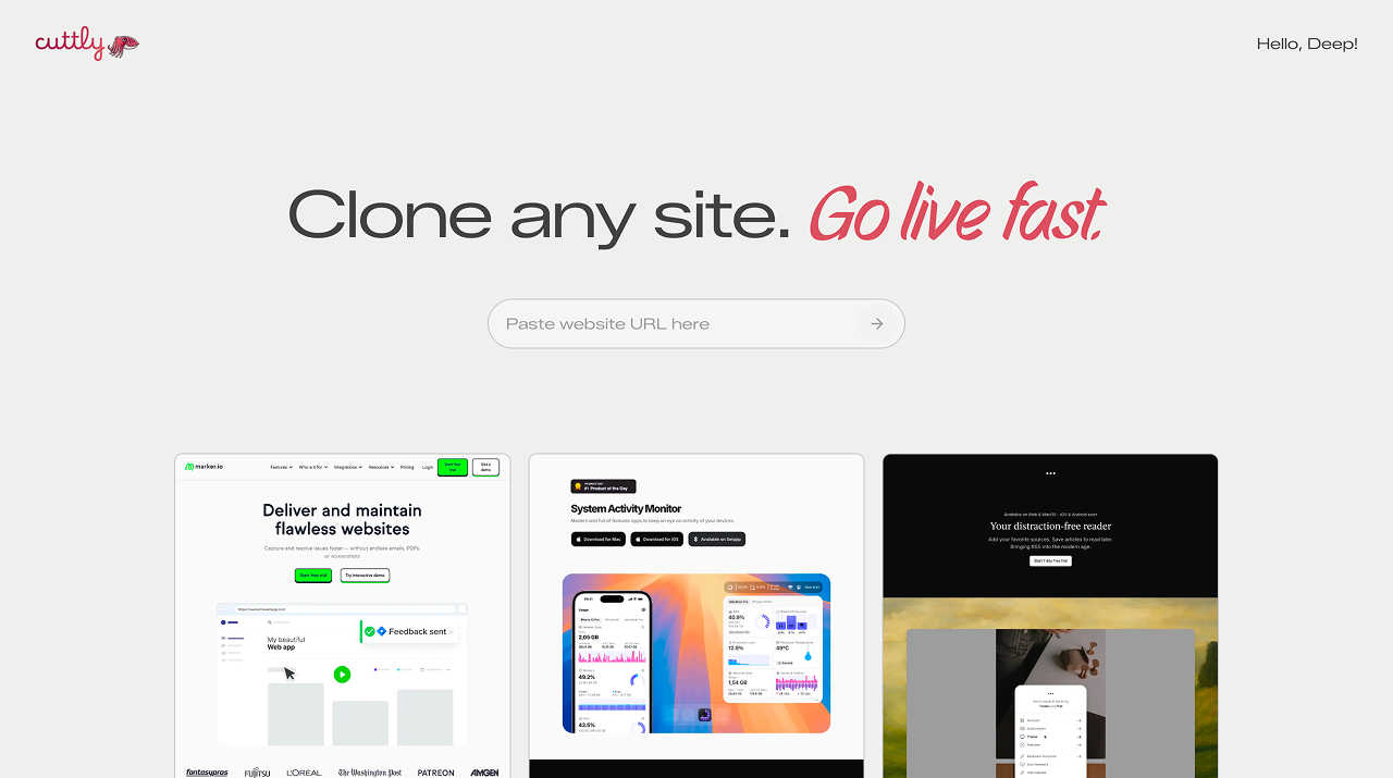 Mídia 1 de Cuttly - Clone qualquer site e entre no ar rapidamente