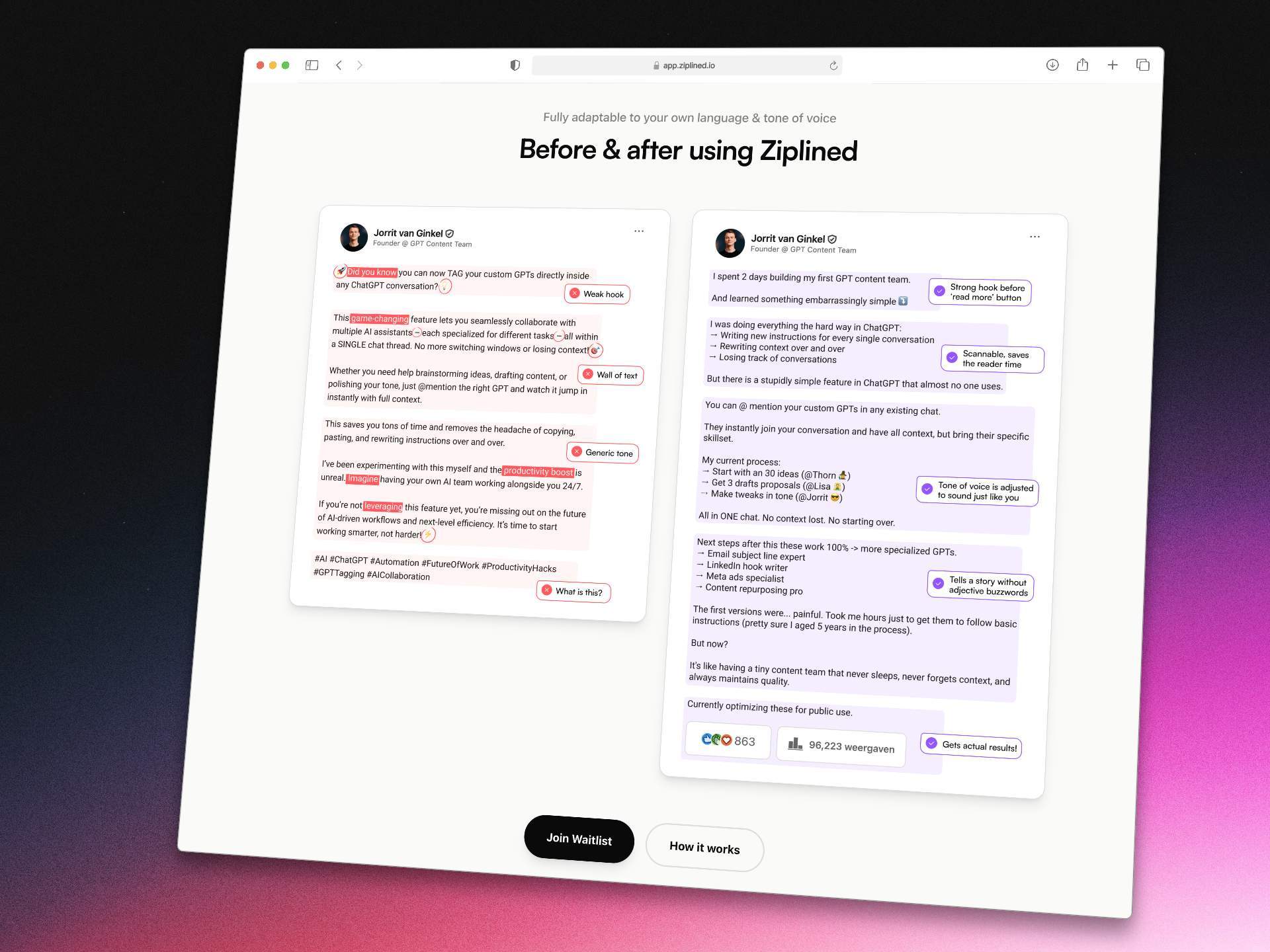 Ziplined - Create great LinkedIn content in your favorite AI media 1