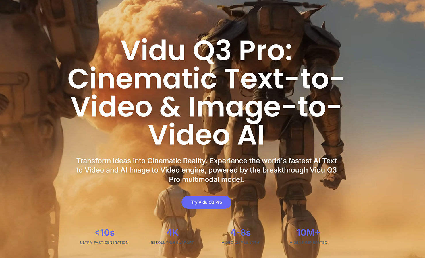 Vidu Q3 Pro AI Video Generator - Vidu Q3 Pro: Cinematic Text-to-Video & Image-to-Video AI media 1