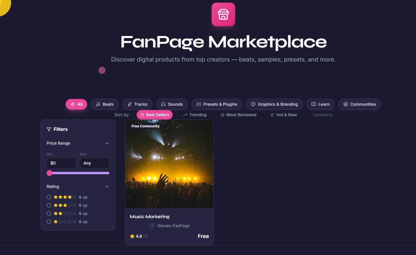 FanPage - The All-in-One Smart Link & Marketplace for Modern Artists. media 1