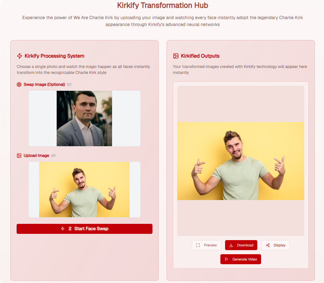 We Are Charlie Kirk - We Are Charlie Kirk - Transform Faces &amp; Generate AI Videos with Kirkify Technology media 1