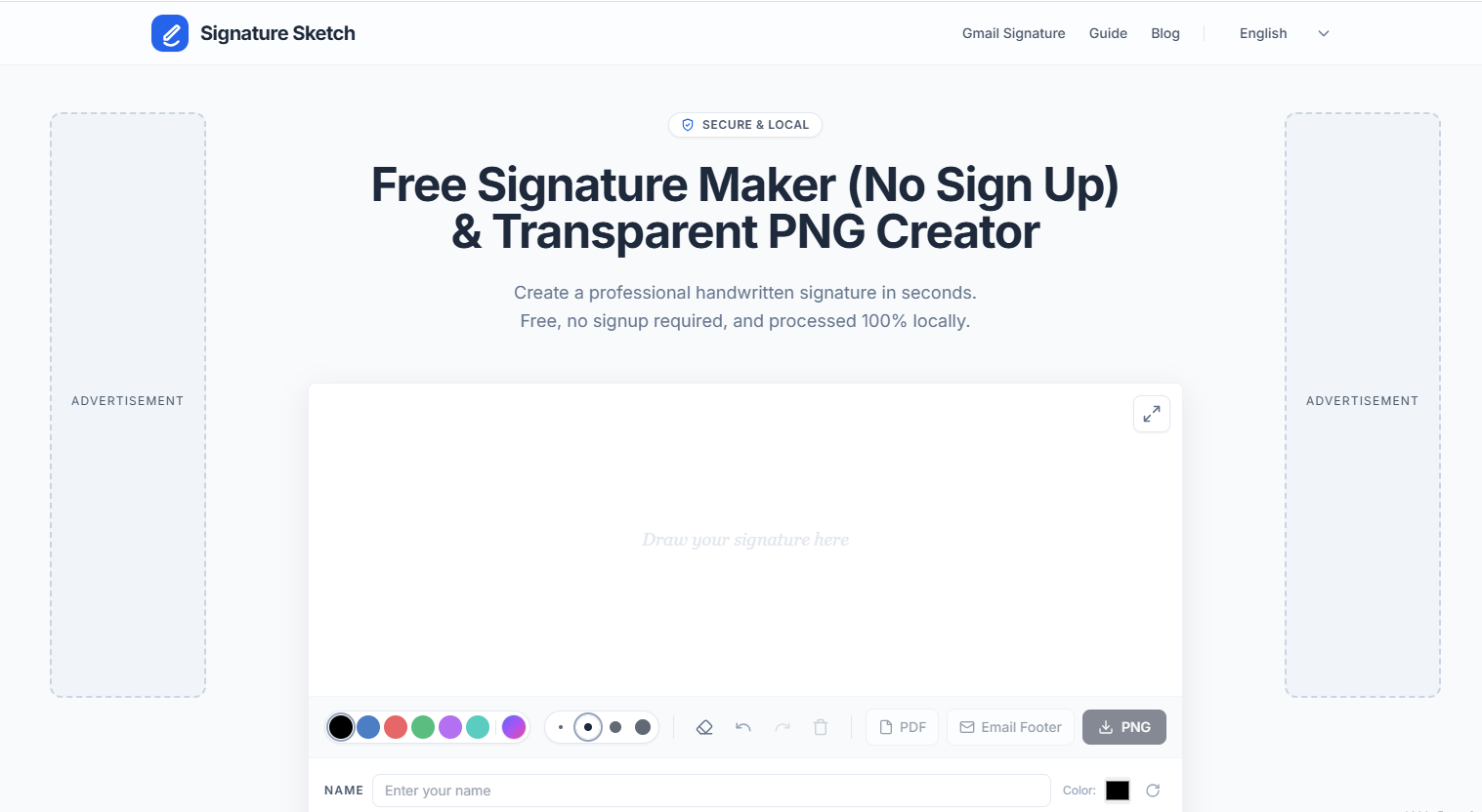 Signature Sketch - Free Privacy-First Handwritten Signature Generator media 1