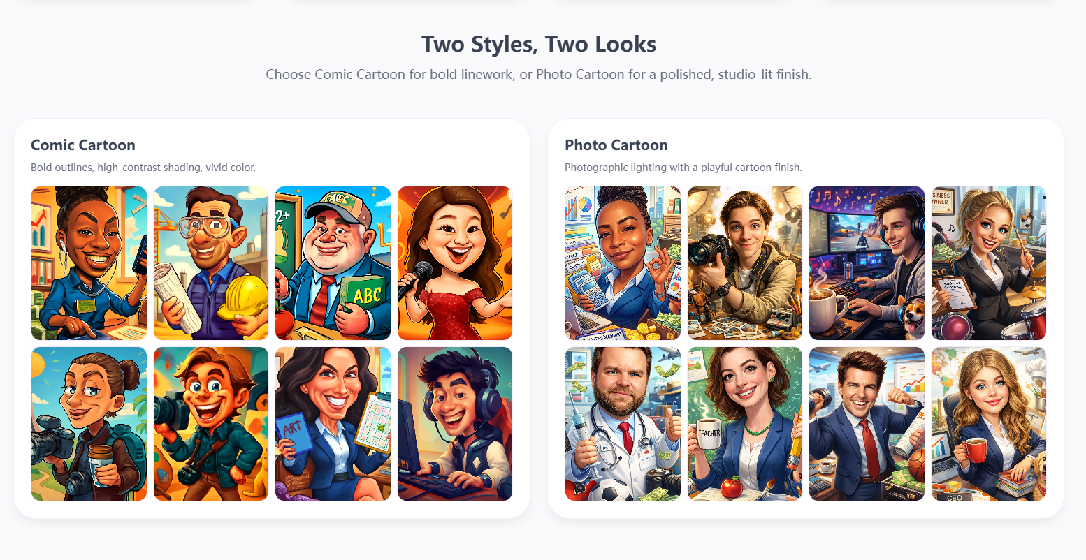 AI Caricature Generator - Create AI caricatures from your photos in seconds media 1
