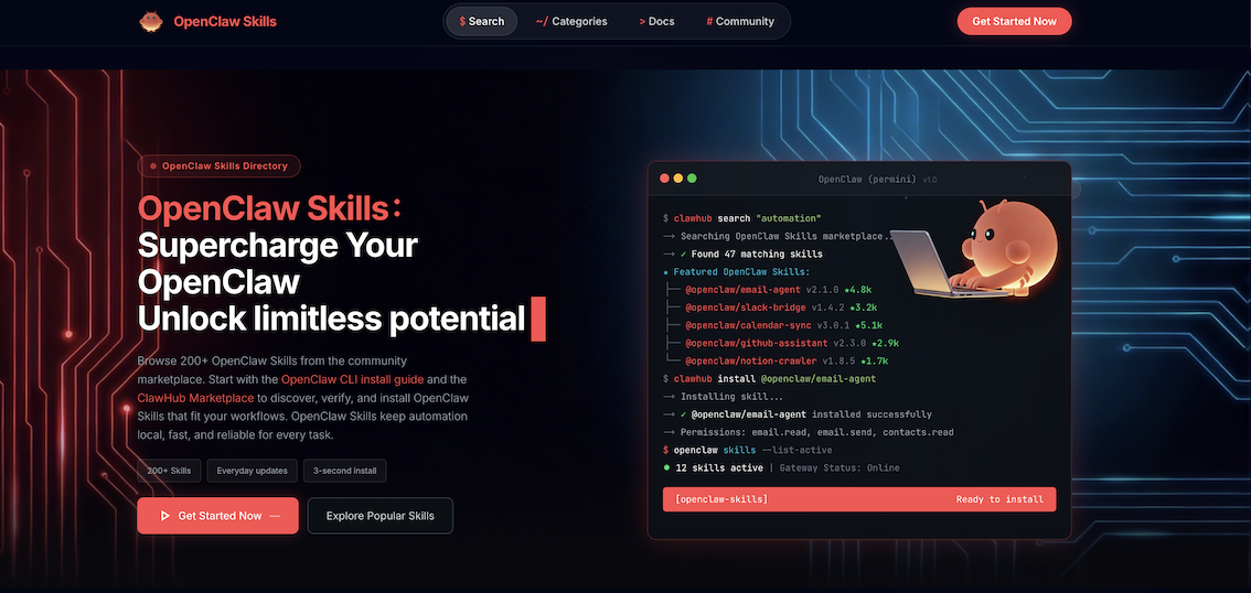 OpenClaw Skills Directory - The safety-first directory for OpenClaw agent skills — discover, evaluate, and install capabilities that turn your local AI into a capable assistant without the guesswork. media 4
