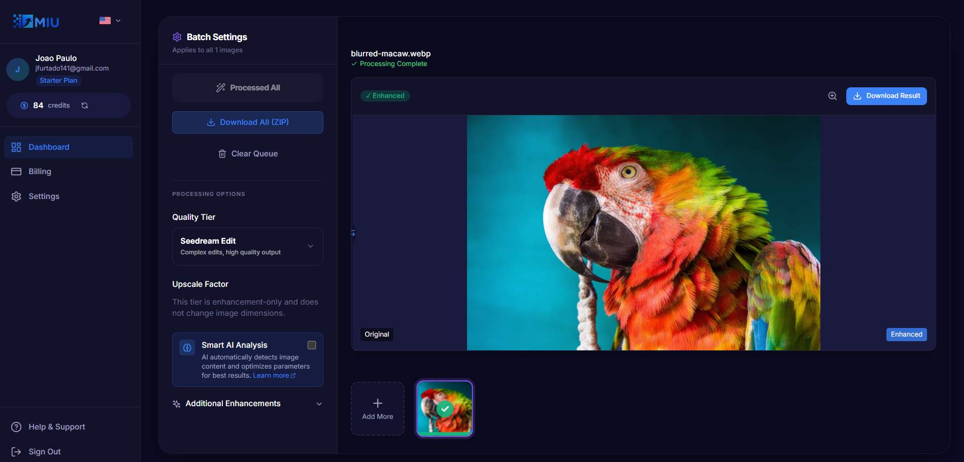 MyImageUpscaler - AI image upscaling with crisp detail retention. Process in seconds, not minutes. media 1