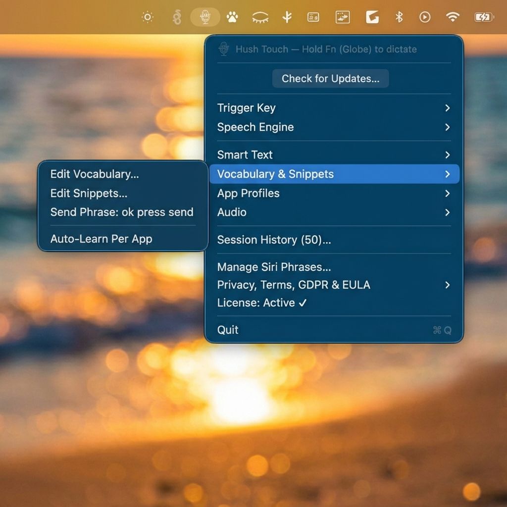 Hush Touch | Voice-to-Text for MacOS - Speak Naturally. Type Instantly media 1