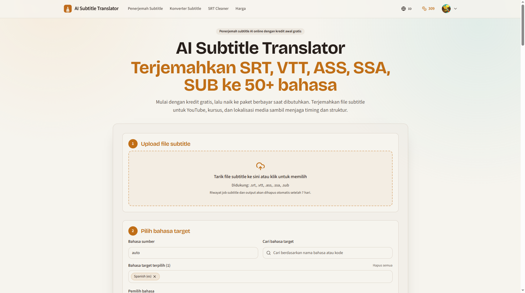 Traductor de subtítulos AI - Traductor de subtítulos AI para SRT, VTT, ASS, SSA, SUB media 1