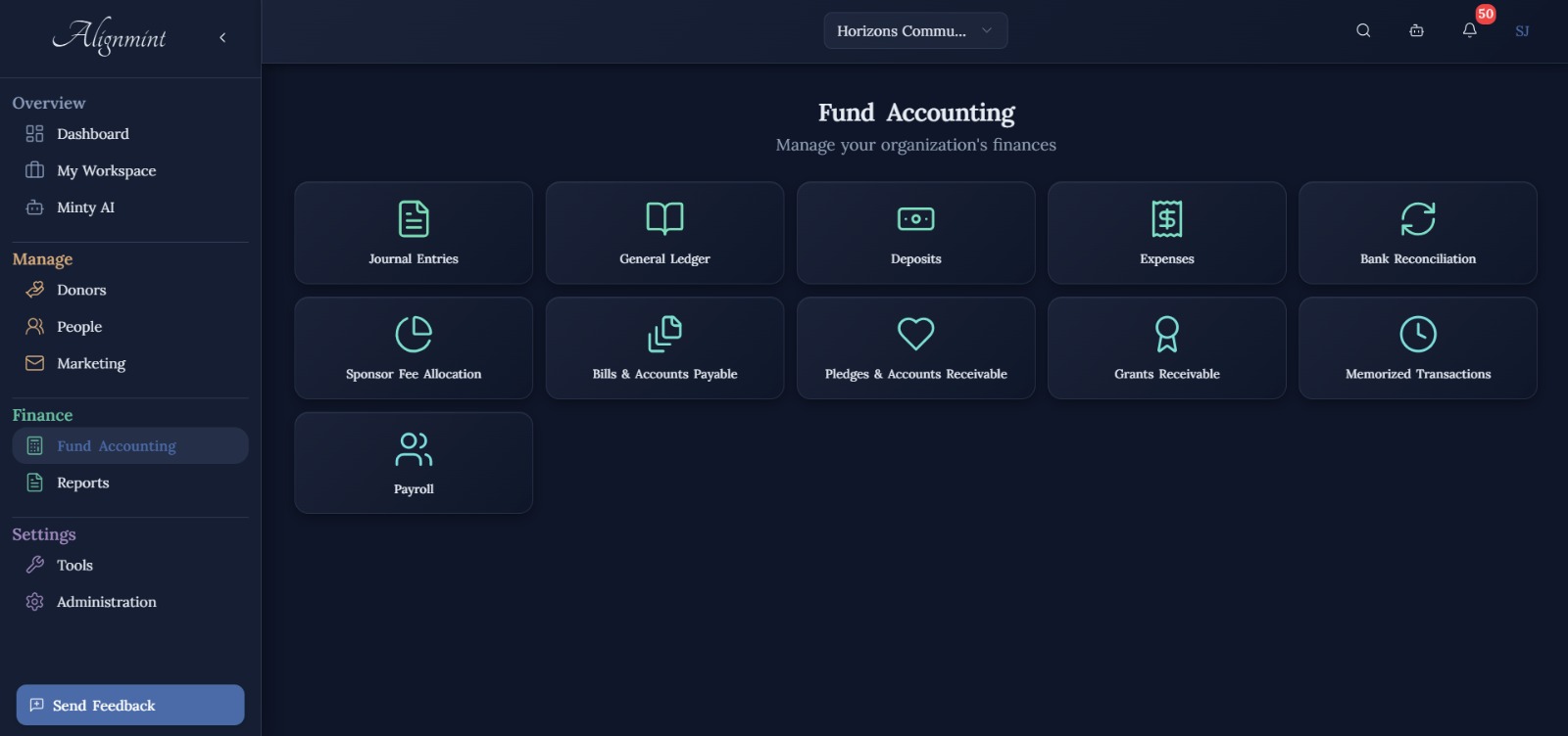 Alineación - software para organizaciones sin fines de lucro, software para patrocinadores fiscales, gestión de donantes, gestión de voluntarios media 1