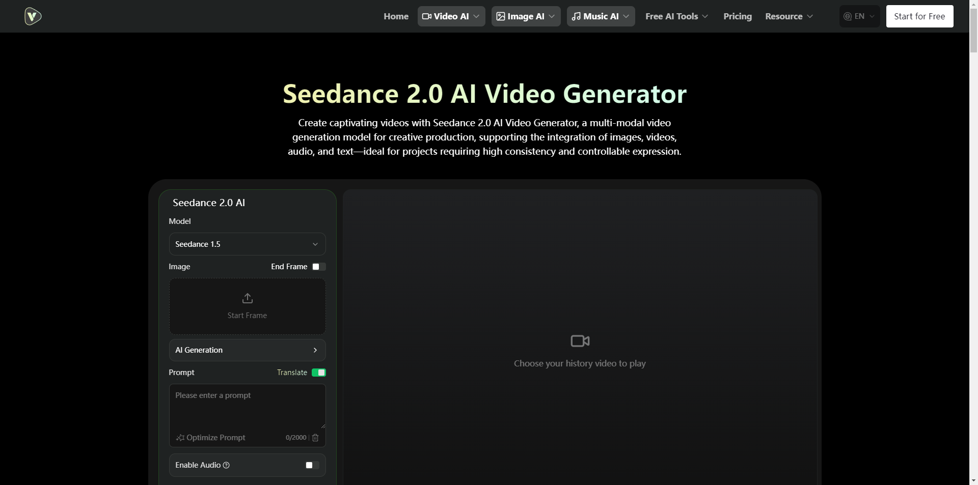 Videoweb AI Seedance 2.0 Video Generator