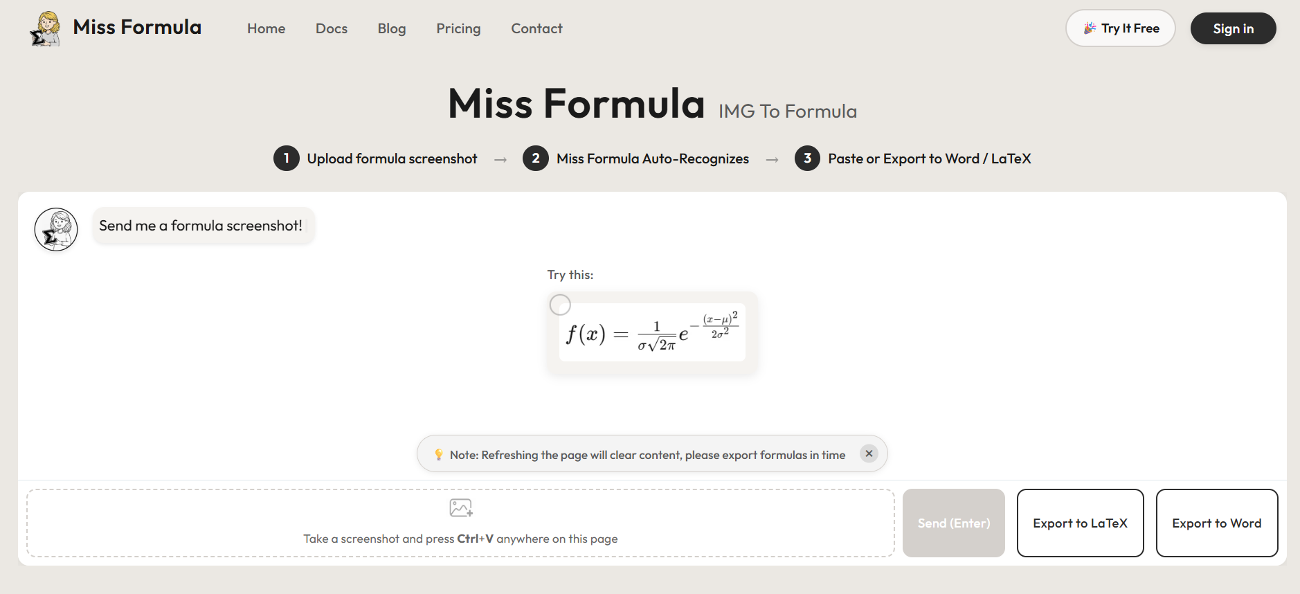 Miss Formula - High-cost-performance Mathpix alternative: Image to LaTeX and Word Equations Online (No Download Required). media 1