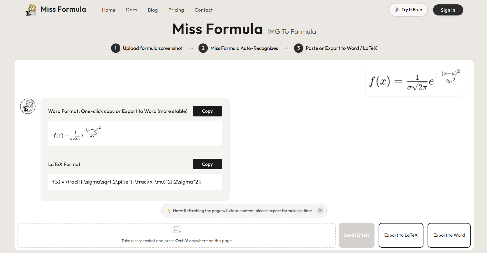 Miss Formula - High-cost-performance Mathpix alternative: Image to LaTeX and Word Equations Online (No Download Required). media 2