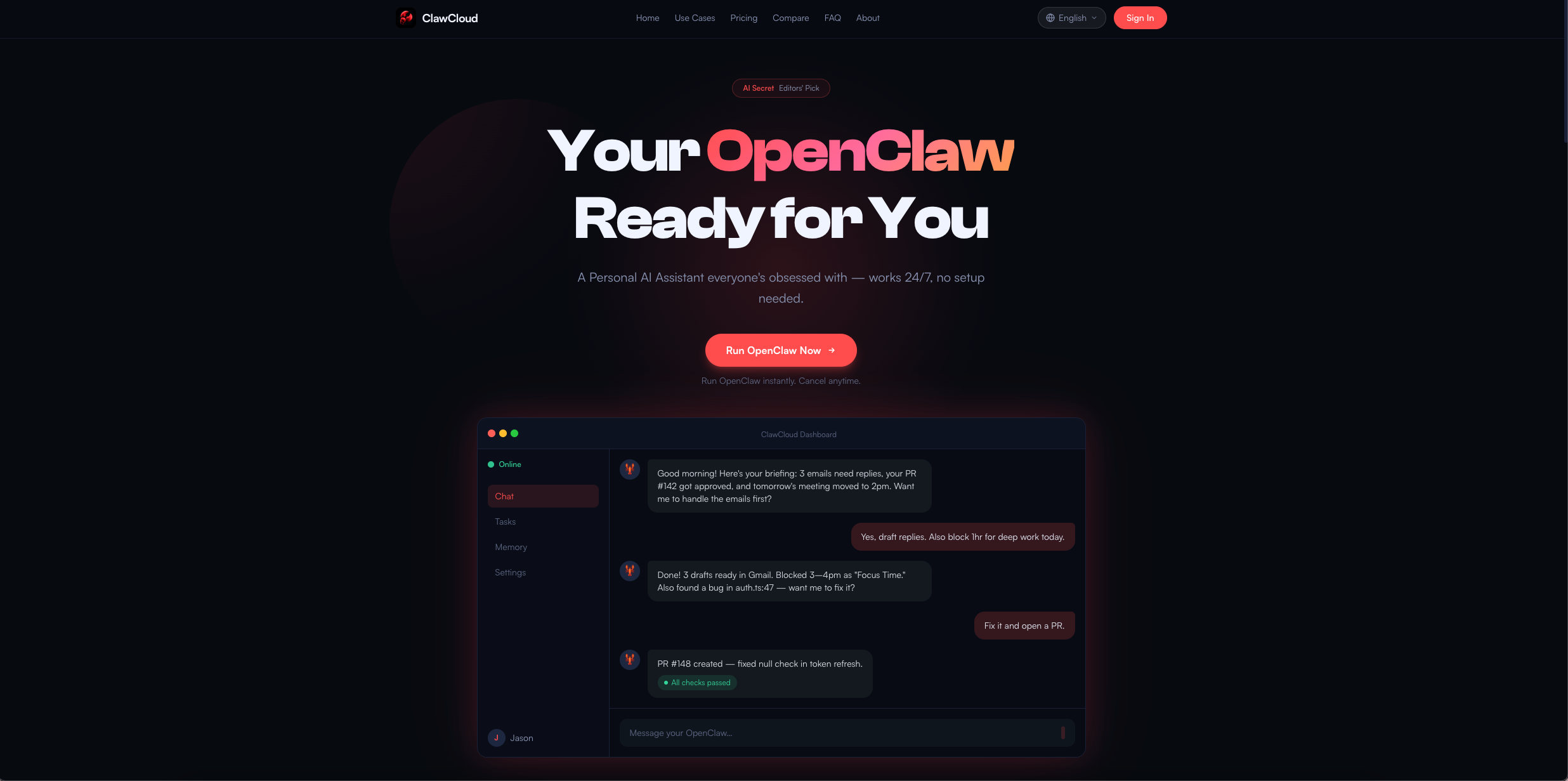 ClawCloud - Ein persönlicher KI-Assistent, von dem jeder besessen ist – funktioniert rund um die Uhr, keine Einrichtung erforderlich. Medien 1