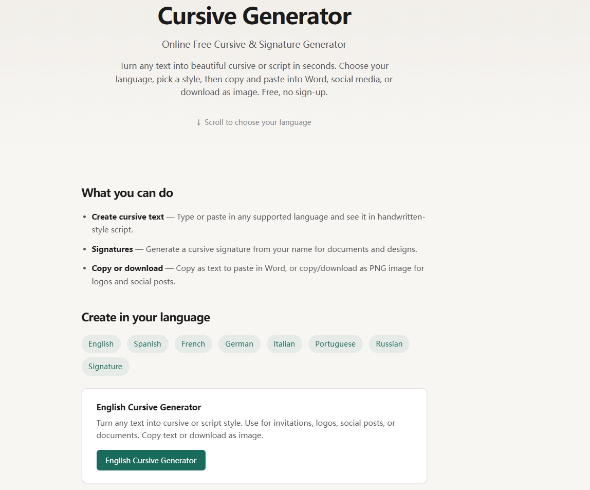 Cursive Generator