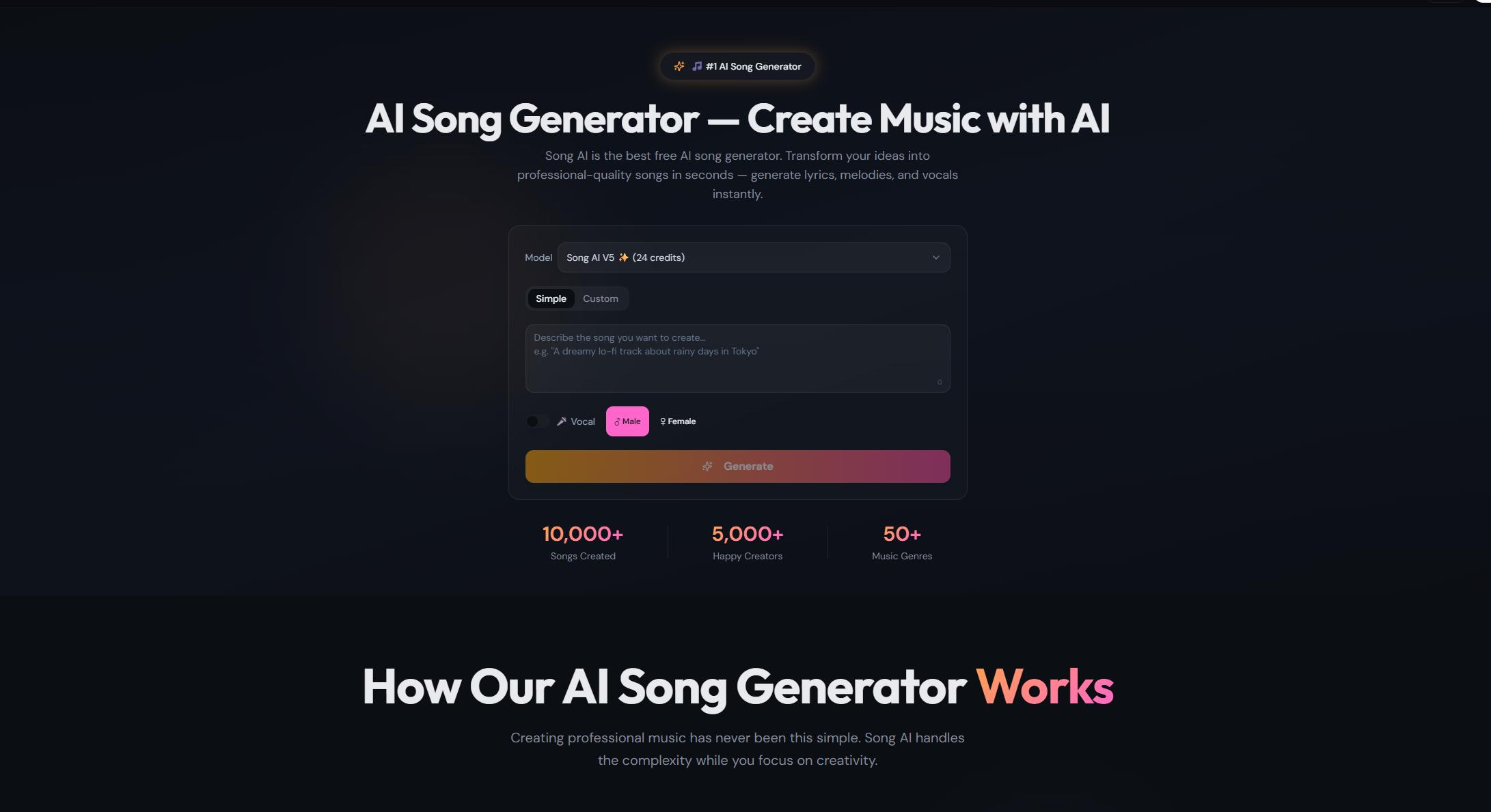 SongAI - Free AI song and music generator - create songs from text, lyrics, or humming media 1