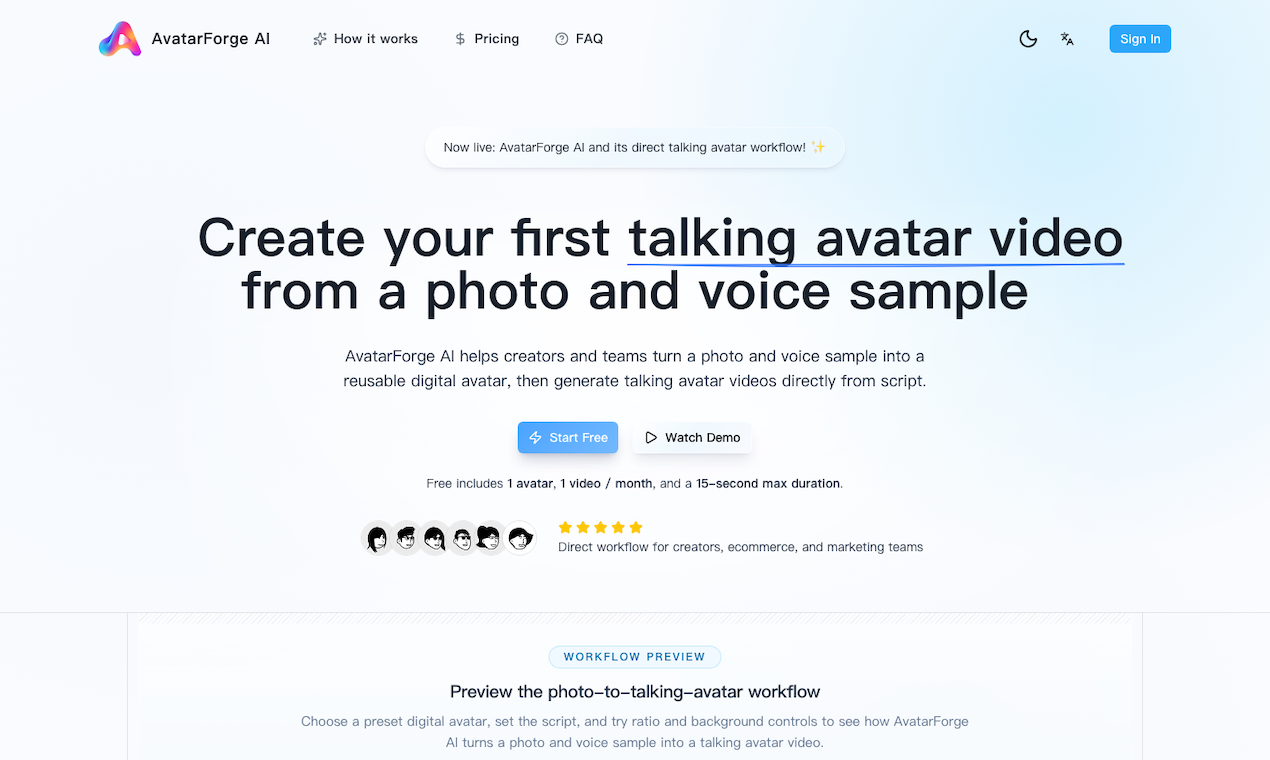 AvatarForge AI - A photo to avatar video tool media 5