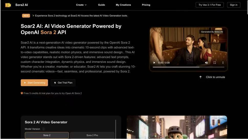 Soar2 AI - Advanced Sora 2 Powered AI Video Generator media 1