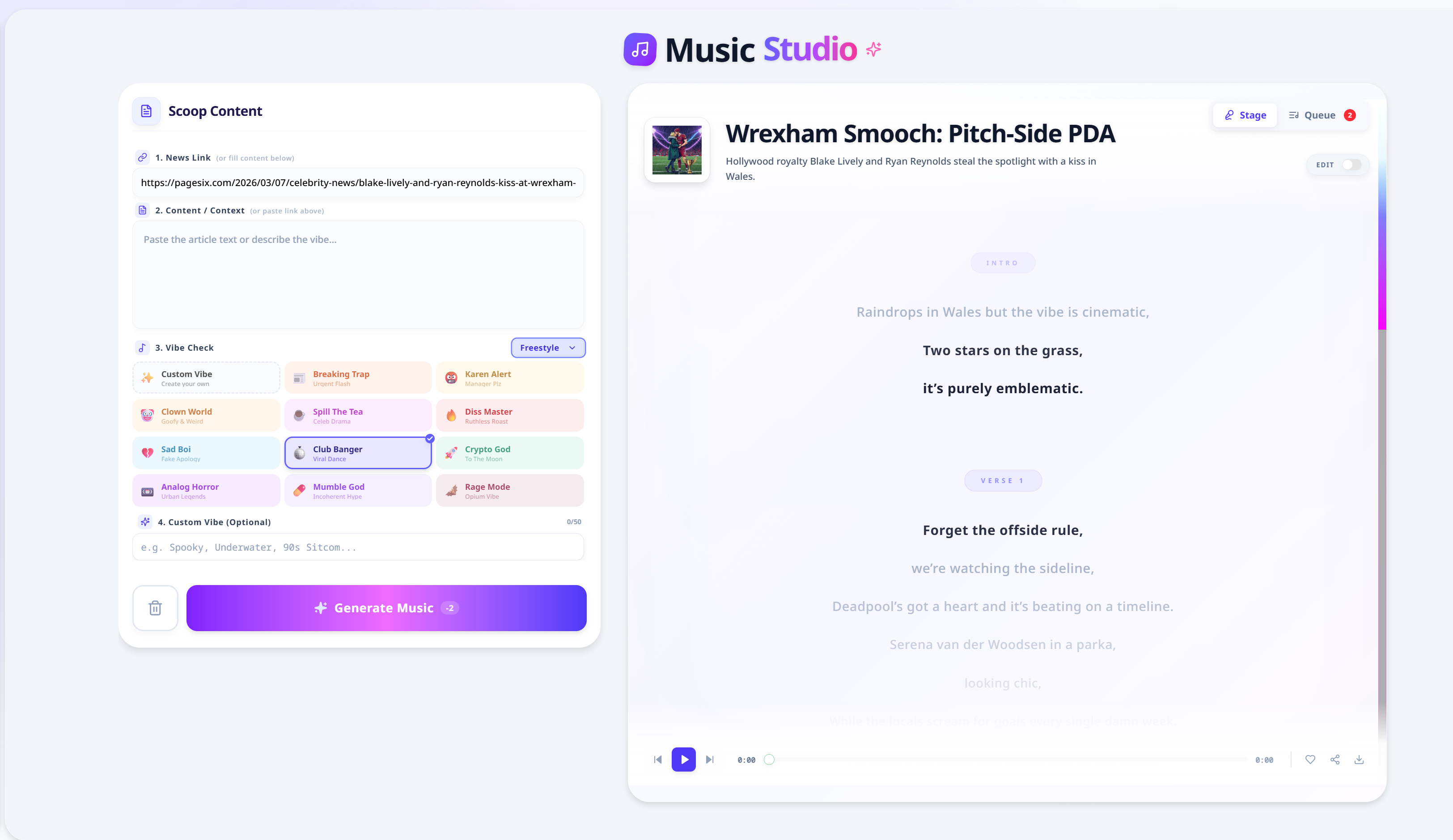 ScoopRYM - Turn headlines, drama, and gossip into AI Meme Song. media 2