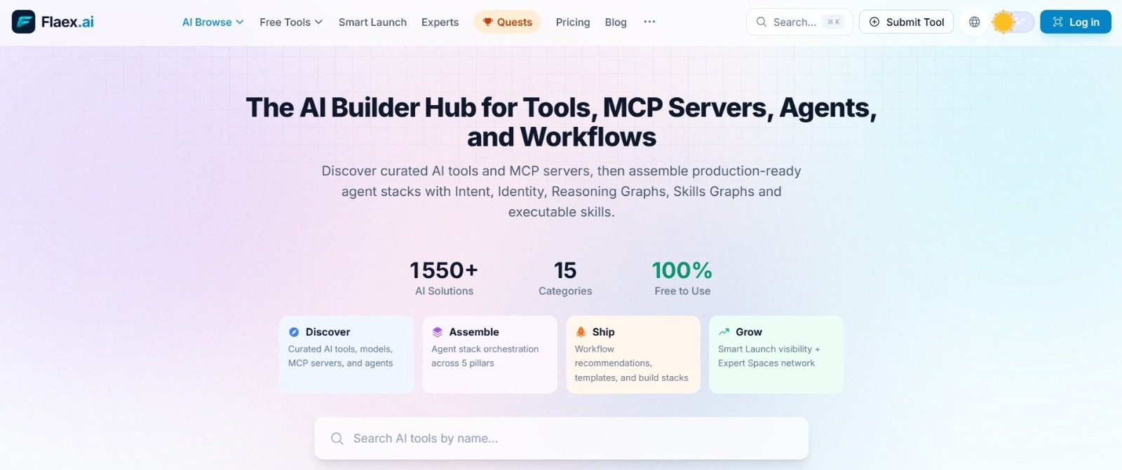 FLAEX AI - AI ツール、AI ディレクトリ、AI ビルダー ハブ、AI エージェント、MCP サーバー、ワークフロー ツール、AI スタック、ツール検出、ツール比較、ビルダー ツール、クリエイター ツール、生産性、自動化、SaaS、開発メディア1