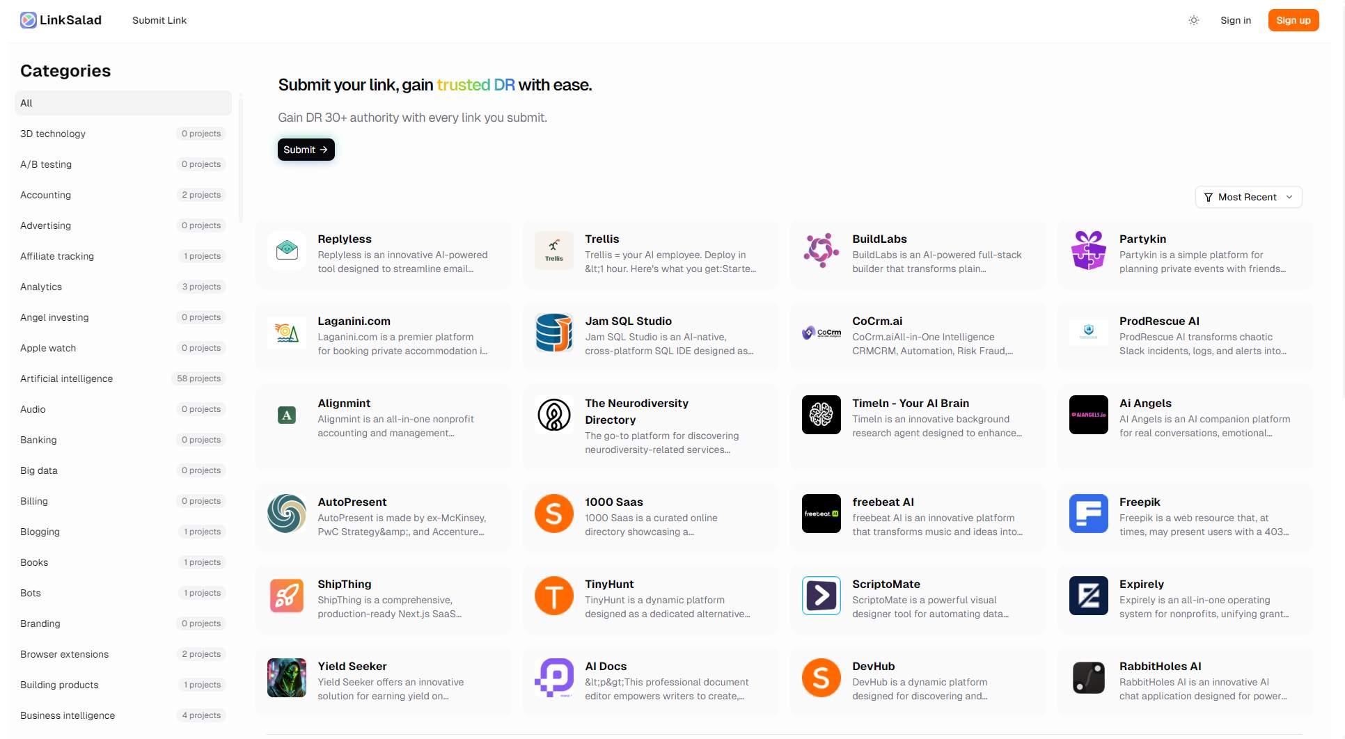 LinkSalad - Submit your product. Gain authority backlinks effortlessly. media 1