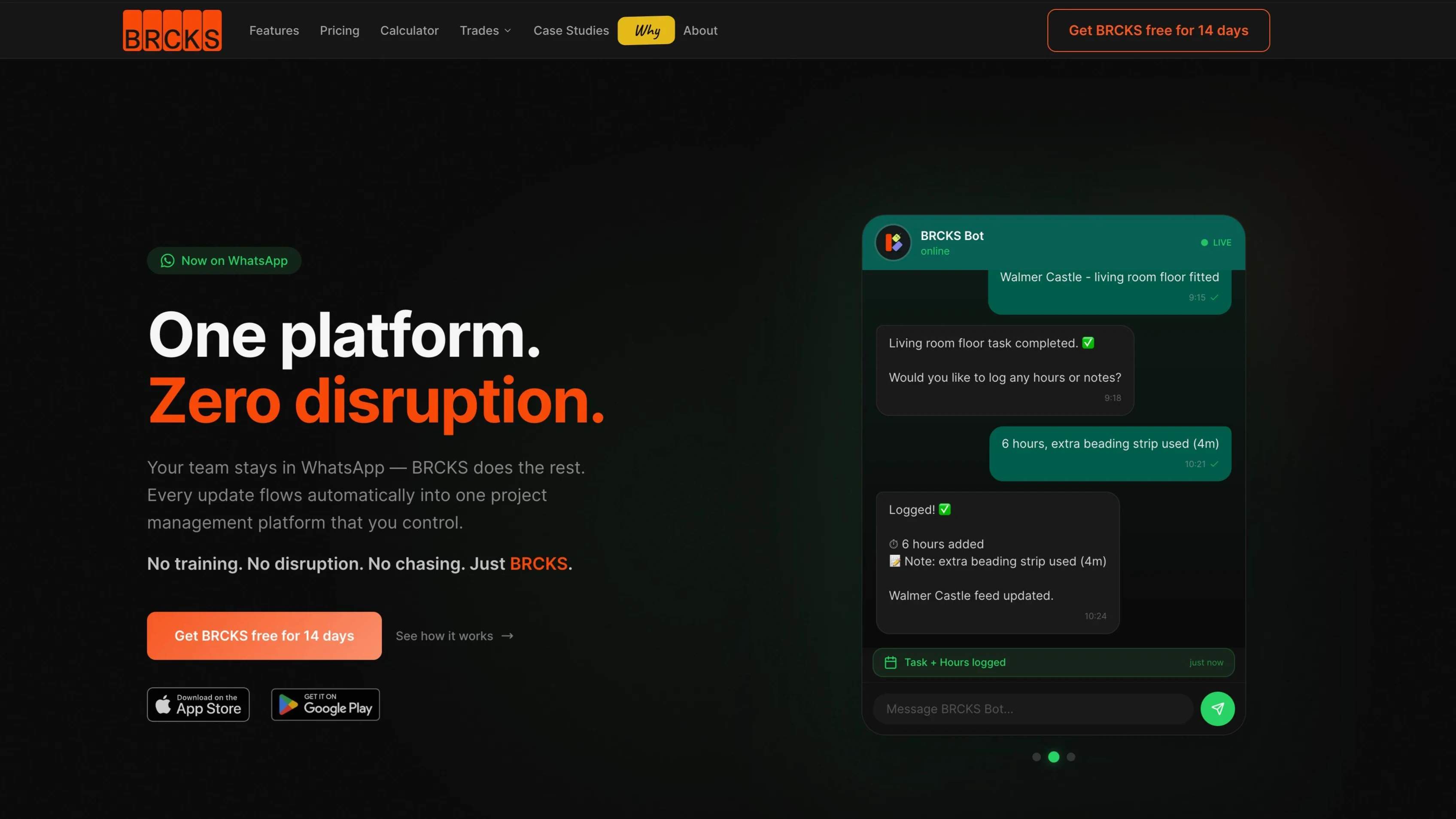 BRCKS - Construction project management that works through WhatsApp. Zero disruption. media 1