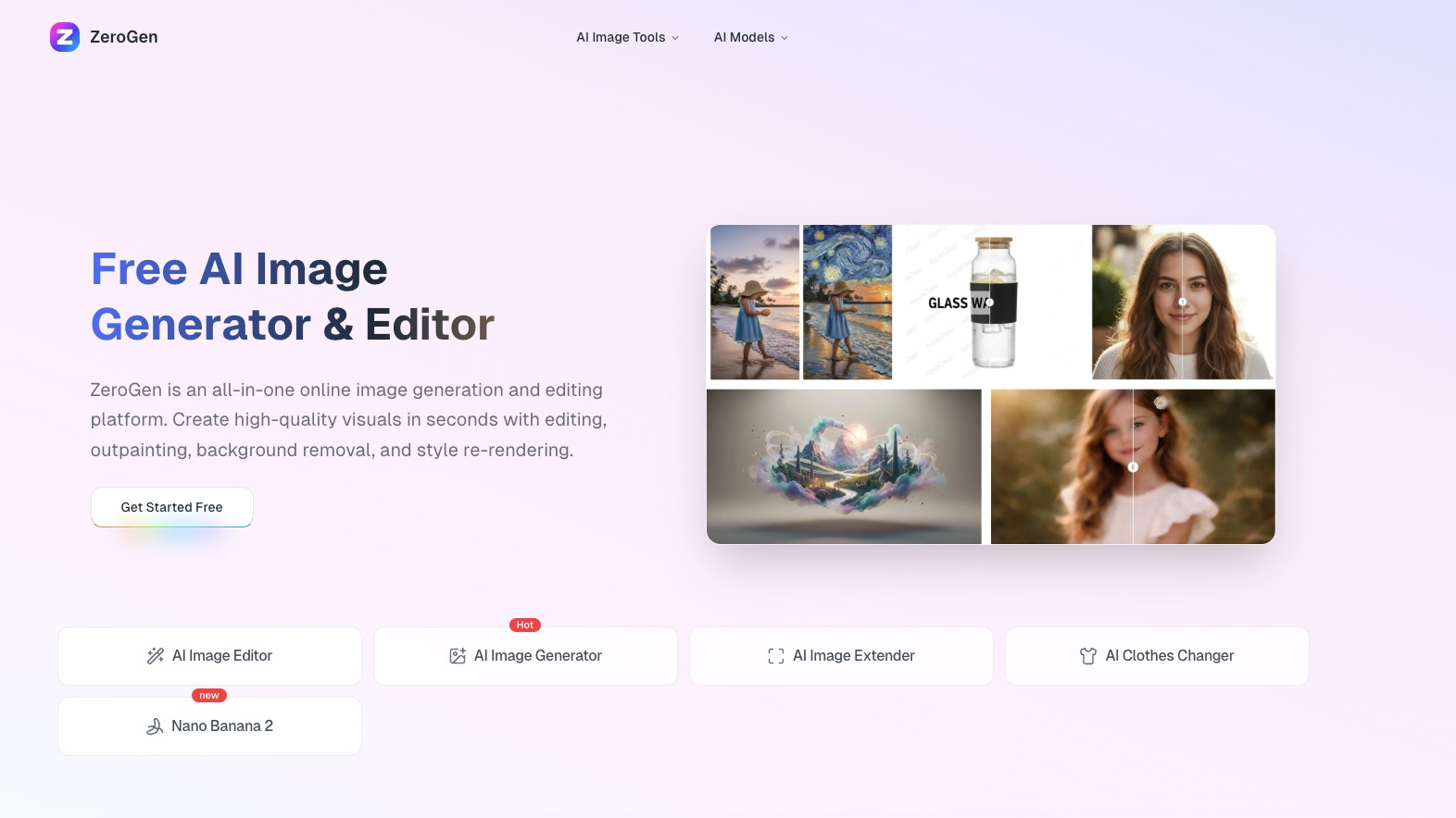 ZeroGen - AI Image Editor, AI Image Generator, Image to Image AI, AI Image Extender, Nano Banana2 media 1