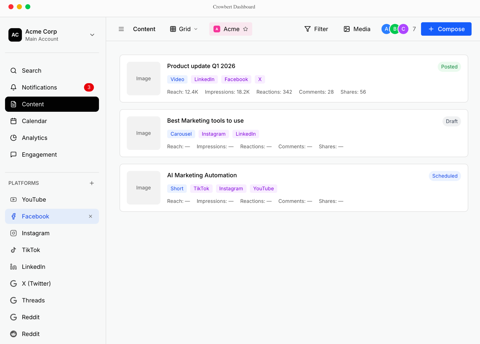 Crowbert - Run your social media in minutes, not days media 2