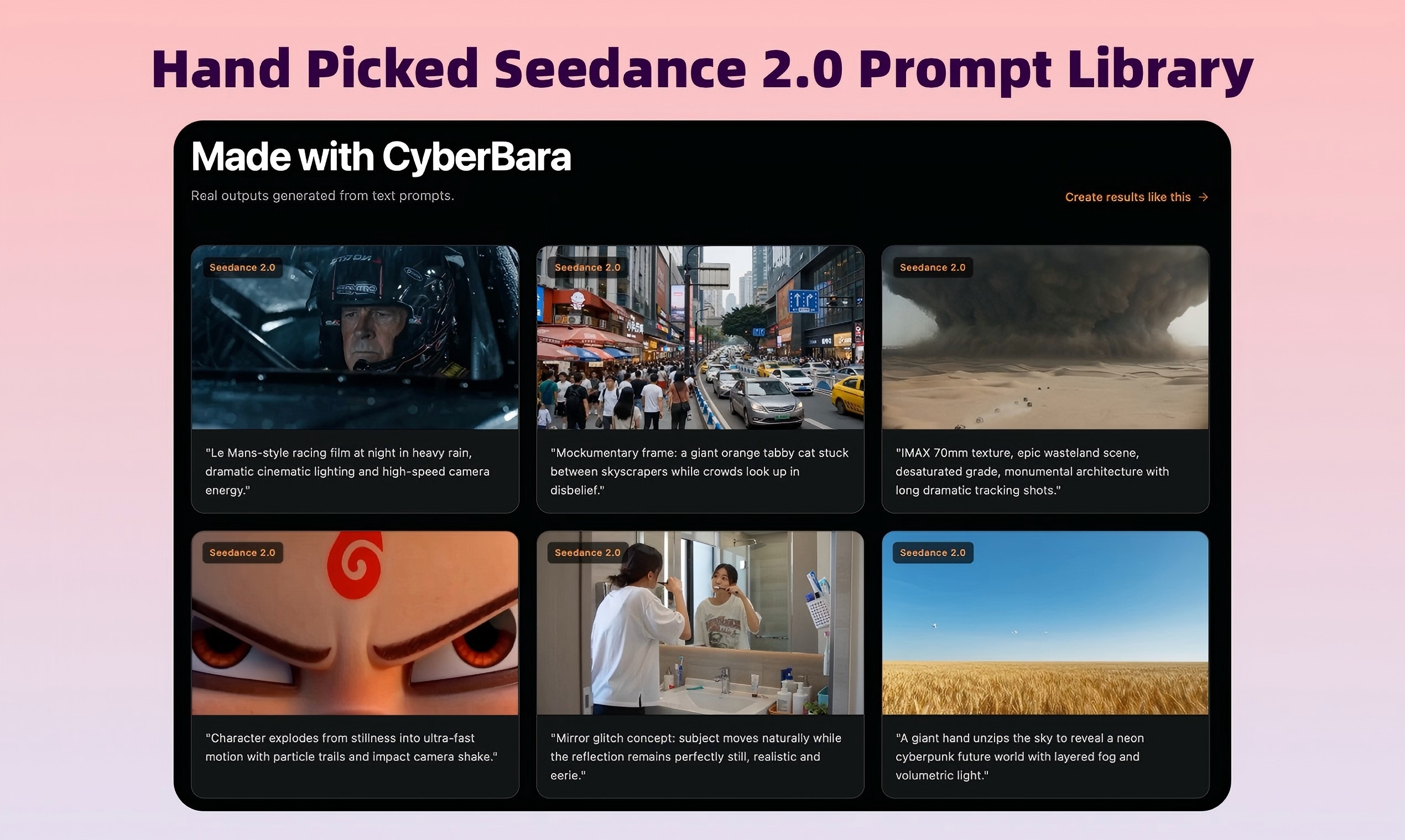 Cyberbara | Exclusive Seedance 2.0 Video Generator - Cyberbara is an all-in-one AI video generator featuring exclusive access to Seedance 2.0. Transform text into stunning, high-fidelity videos instantly. media 2