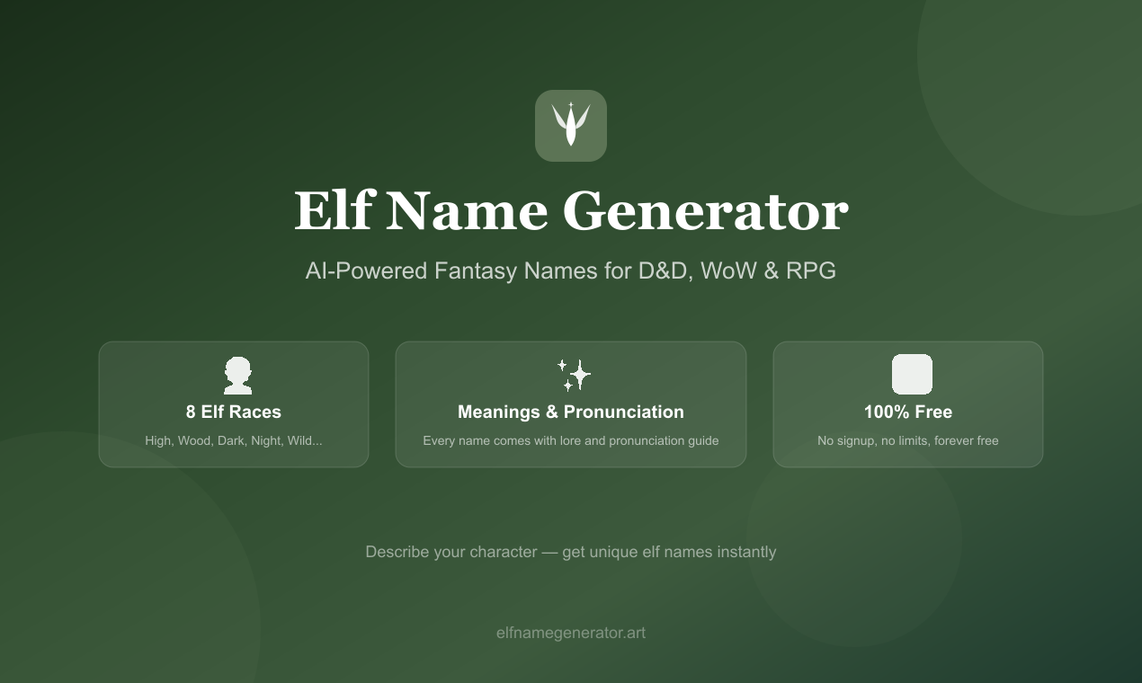 ElfNameGenerator - AI-Powered Free Elf Name Generator for D&D, Fantasy Writing & RPG Games media 3