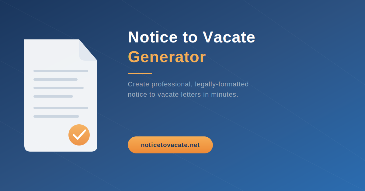 notice to vacate - Single Notice: One-time notice to vacate document, download as PDF. Monthly Plan: Unlimited notice to vacate documents, billed monthly. Yearly Plan: Unlimited notice to vacate documents, bill media 1