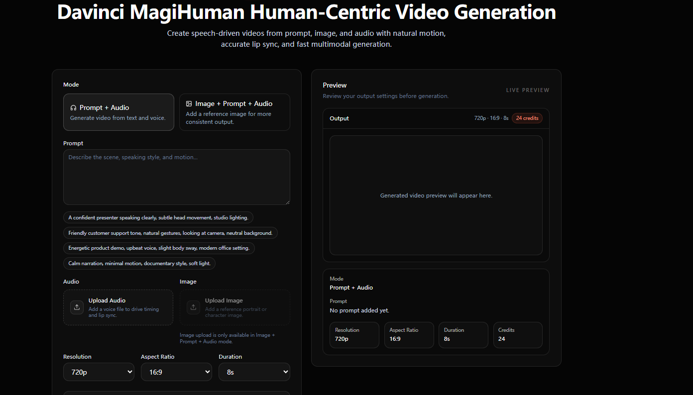 Davinci MagiHuman AI - AI Human Video Generator for Realistic Talking Avatars media 1