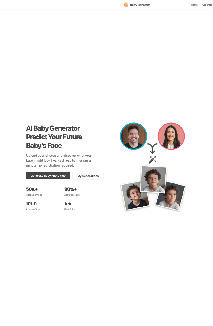 Baby Generator - Turn parent photos into a realistic future baby preview in about a minute. media 1