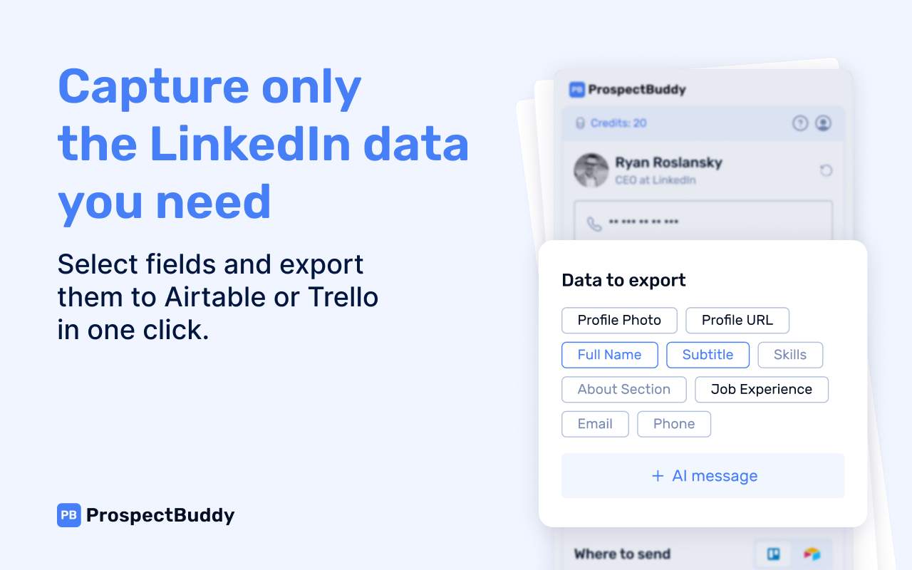ПроспектБадди - Безопасный инструмент поиска LinkedIn для Airtable и Trello медиа 1