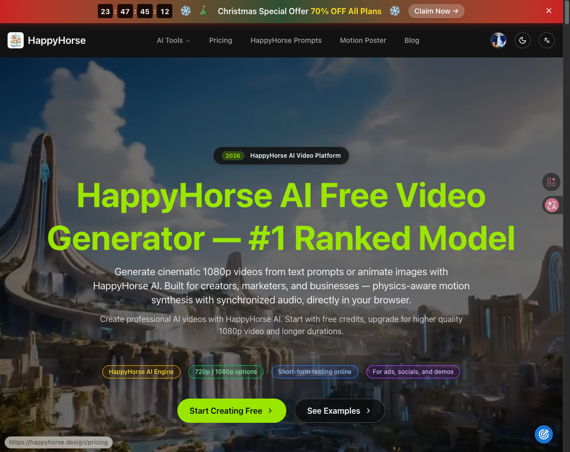 快乐马设计 - HappyHorse AI – 浏览器中的免费文本到视频和图像到视频生成器媒体1