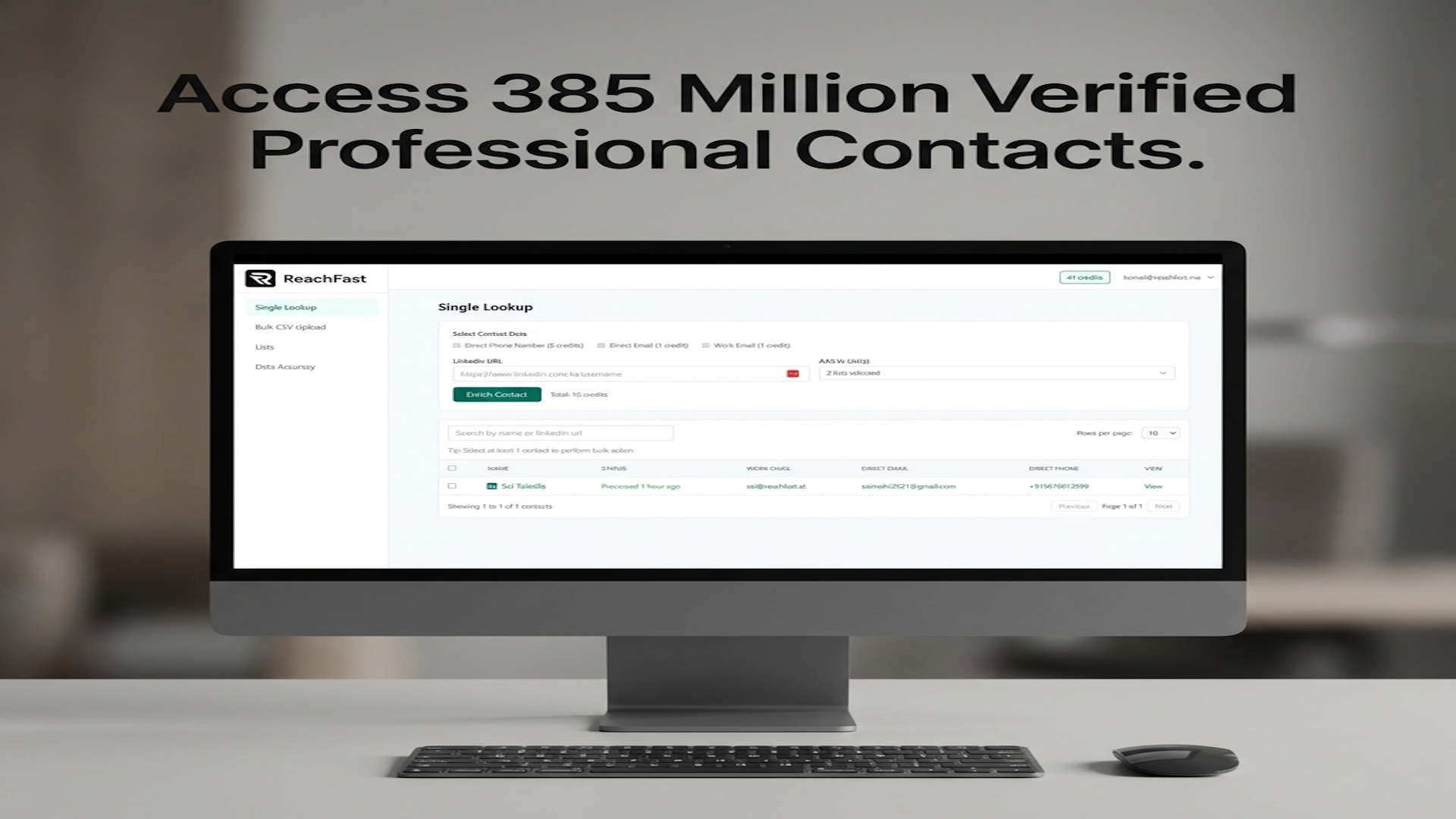 ReachFast - Reachfast is a contact discovery tool that finds verified direct phone numbers and email addresses from any LinkedIn URL media 1